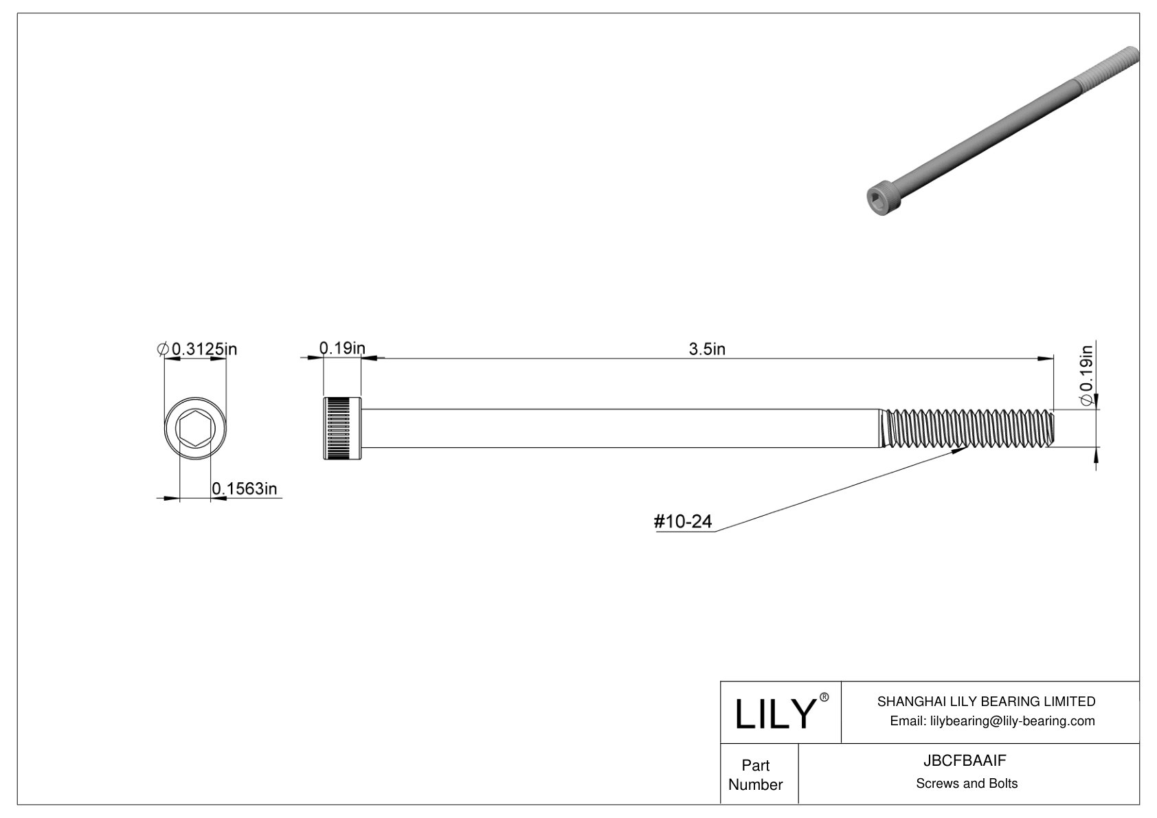 JBCFBAAIF Tornillos de cabeza cilíndrica de acero aleado cad drawing