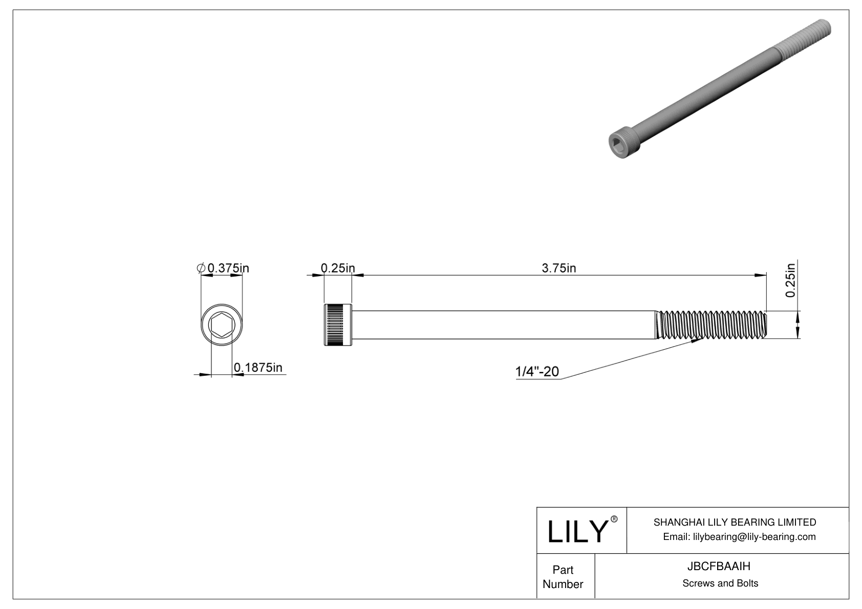 JBCFBAAIH 合金钢内六角螺钉 cad drawing