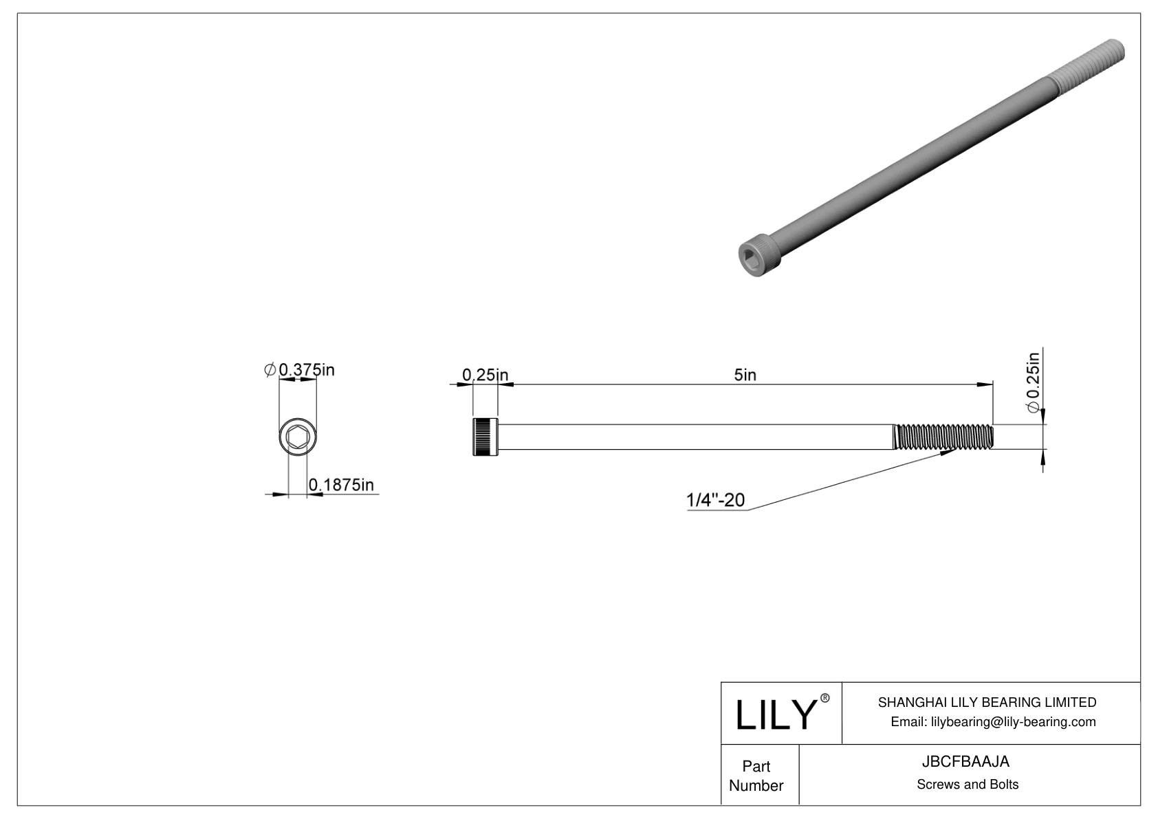 JBCFBAAJA 合金钢内六角螺钉 cad drawing