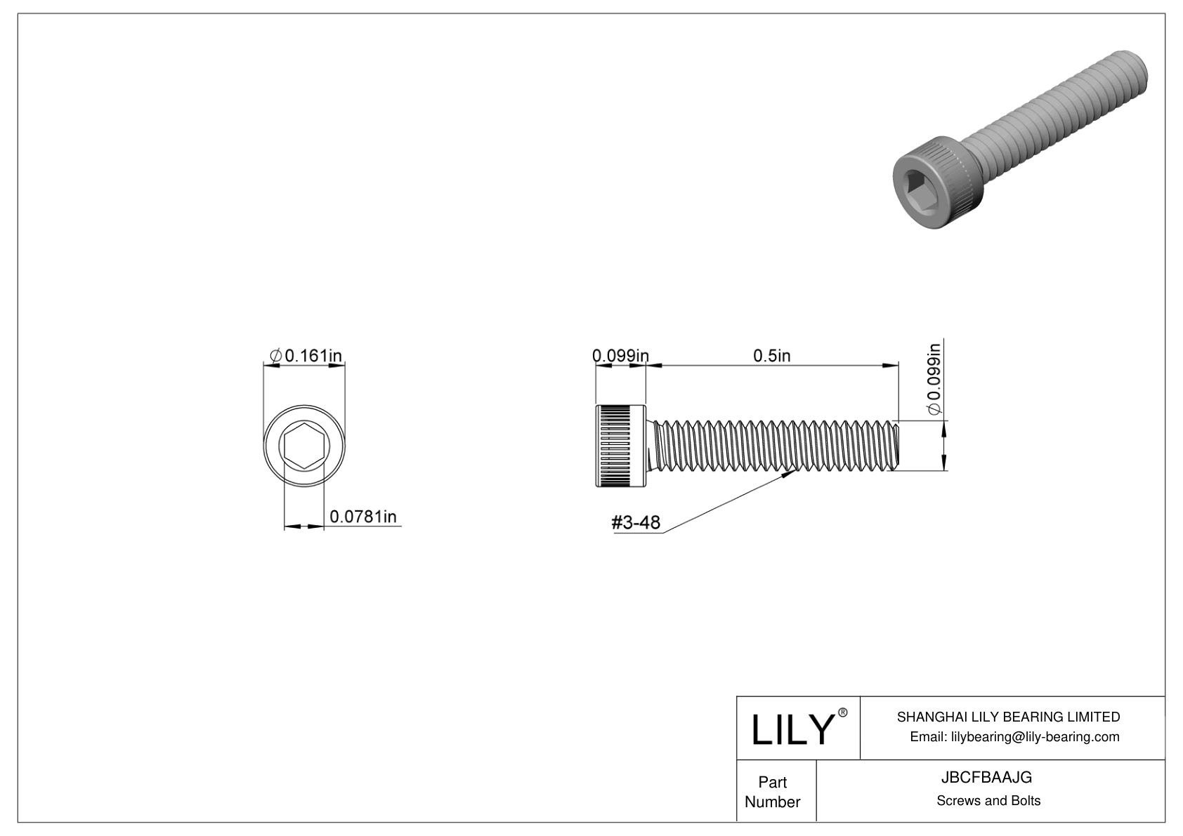 JBCFBAAJG Alloy Steel Socket Head Screws cad drawing