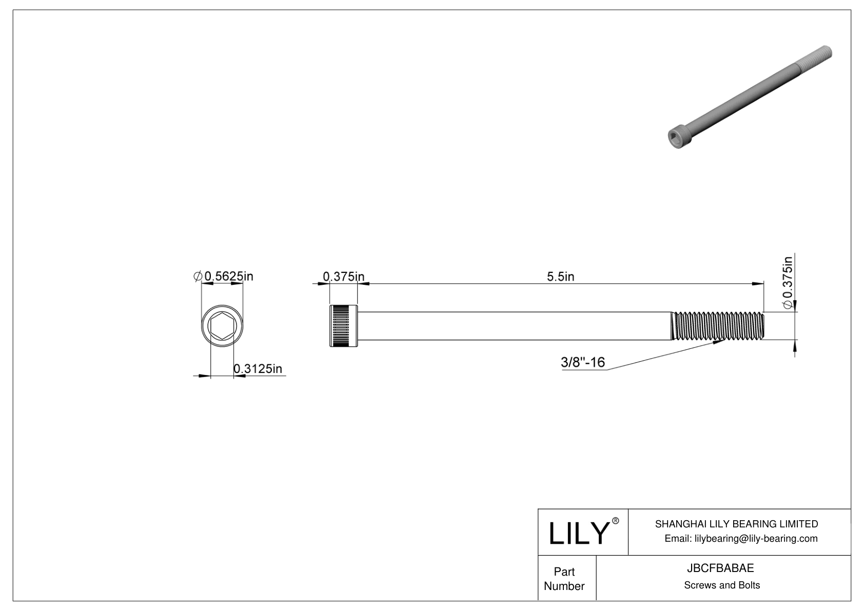 JBCFBABAE Tornillos de cabeza cilíndrica de acero aleado cad drawing