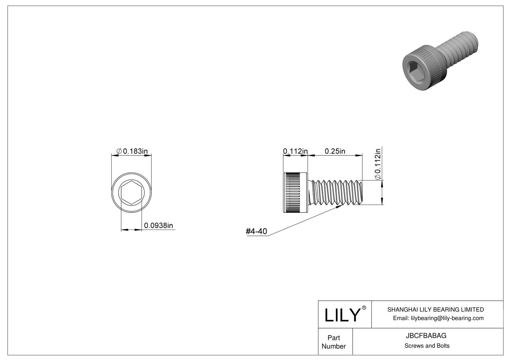 JBCFBABAG Tornillos de cabeza cilíndrica de acero aleado cad drawing