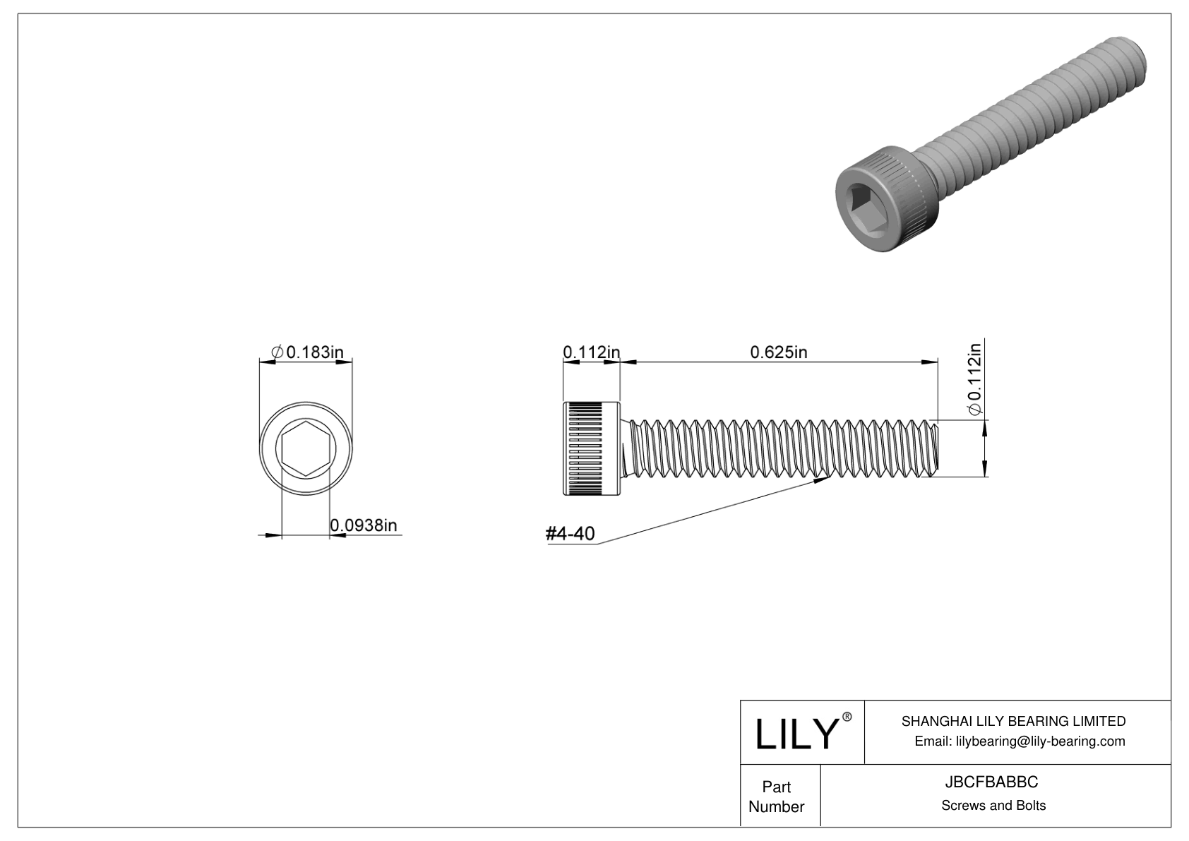 JBCFBABBC Alloy Steel Socket Head Screws cad drawing