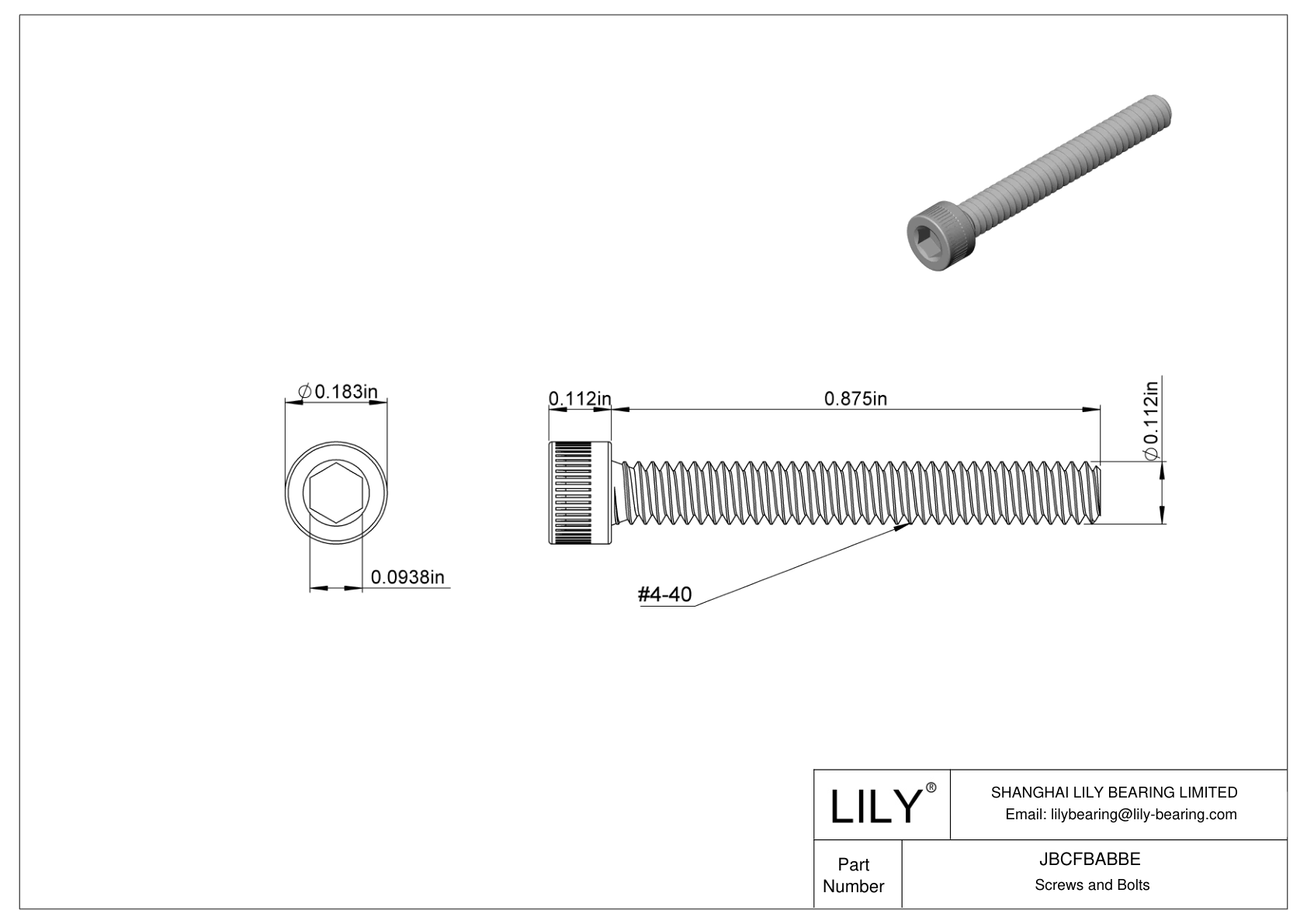 JBCFBABBE Tornillos de cabeza cilíndrica de acero aleado cad drawing