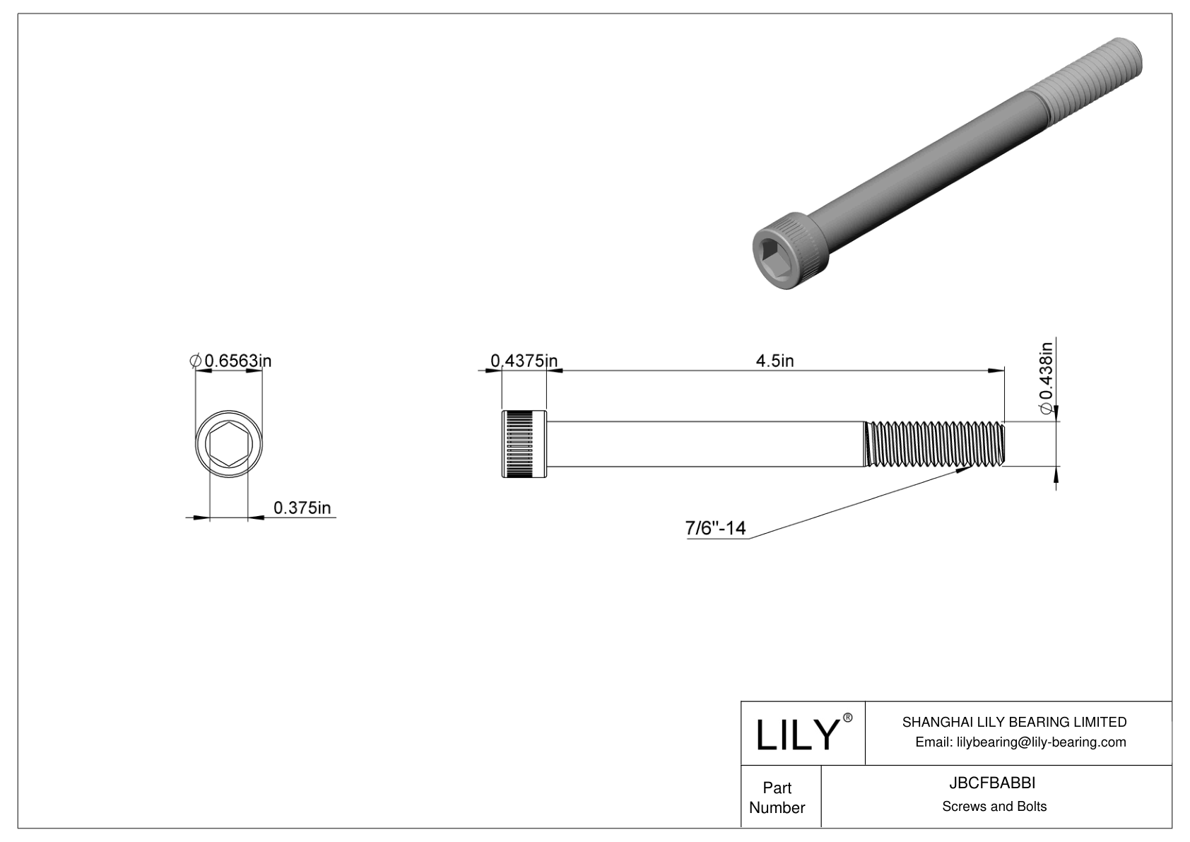 JBCFBABBI Tornillos de cabeza cilíndrica de acero aleado cad drawing