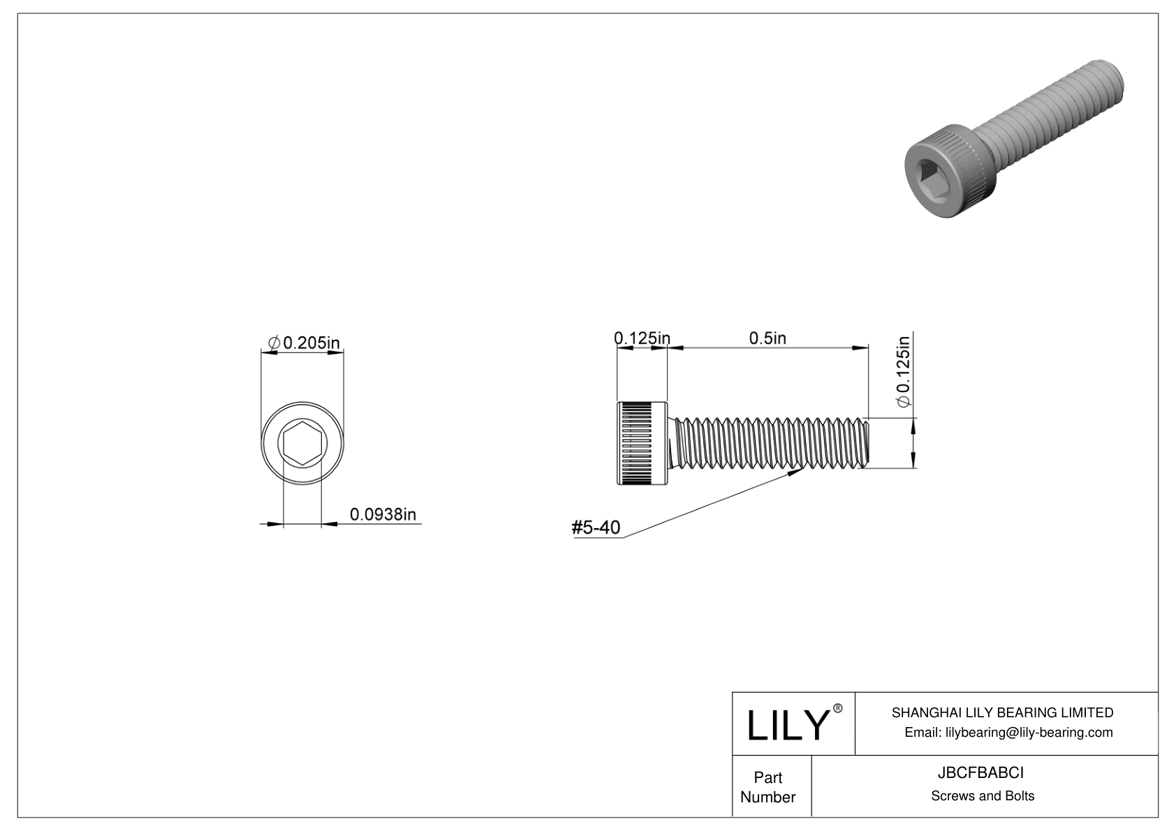 JBCFBABCI Alloy Steel Socket Head Screws cad drawing