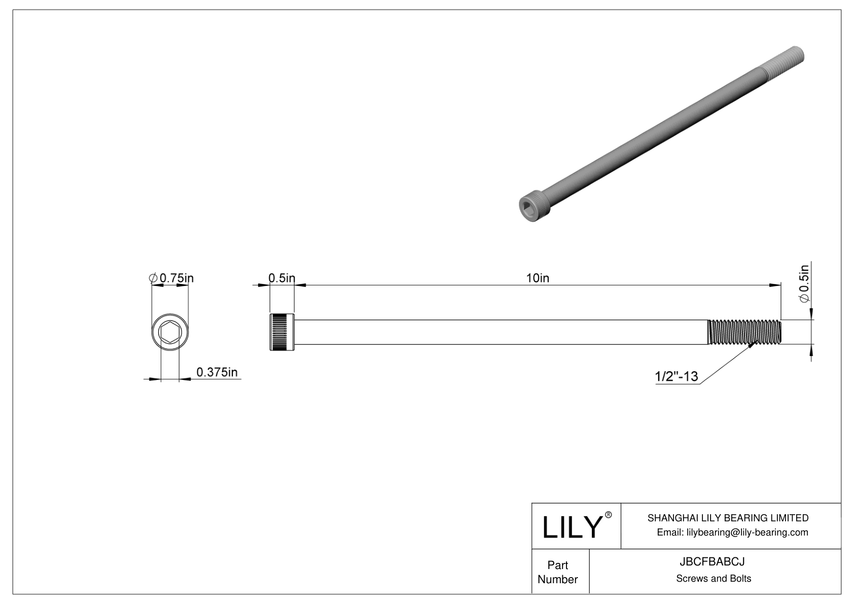 JBCFBABCJ Alloy Steel Socket Head Screws cad drawing