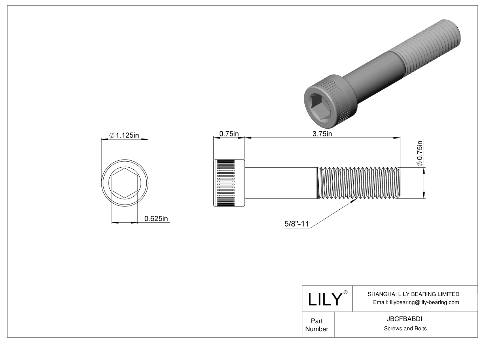 JBCFBABDI Alloy Steel Socket Head Screws cad drawing