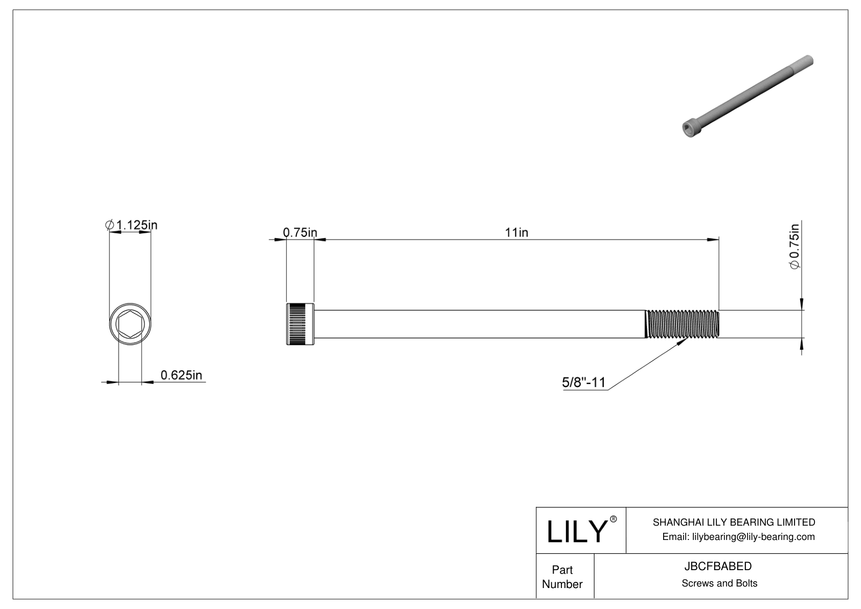 JBCFBABED Tornillos de cabeza cilíndrica de acero aleado cad drawing