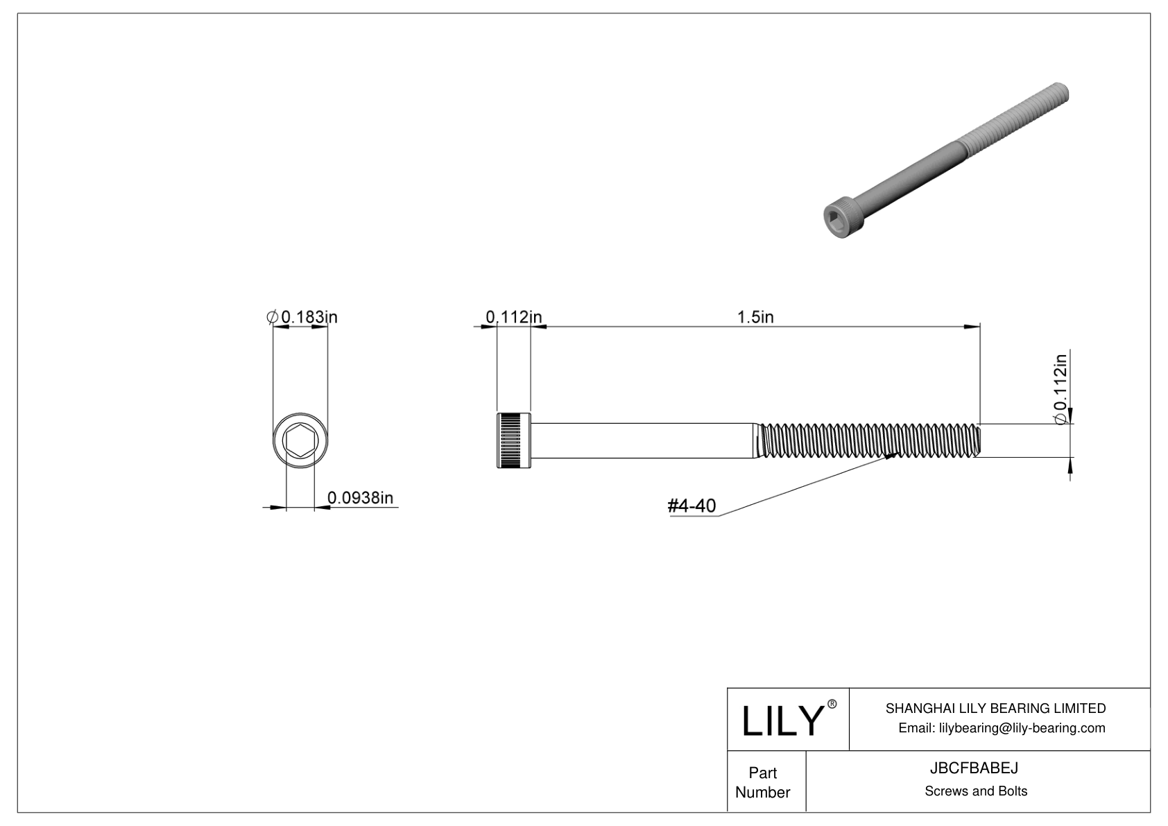 JBCFBABEJ 合金钢内六角螺钉 cad drawing