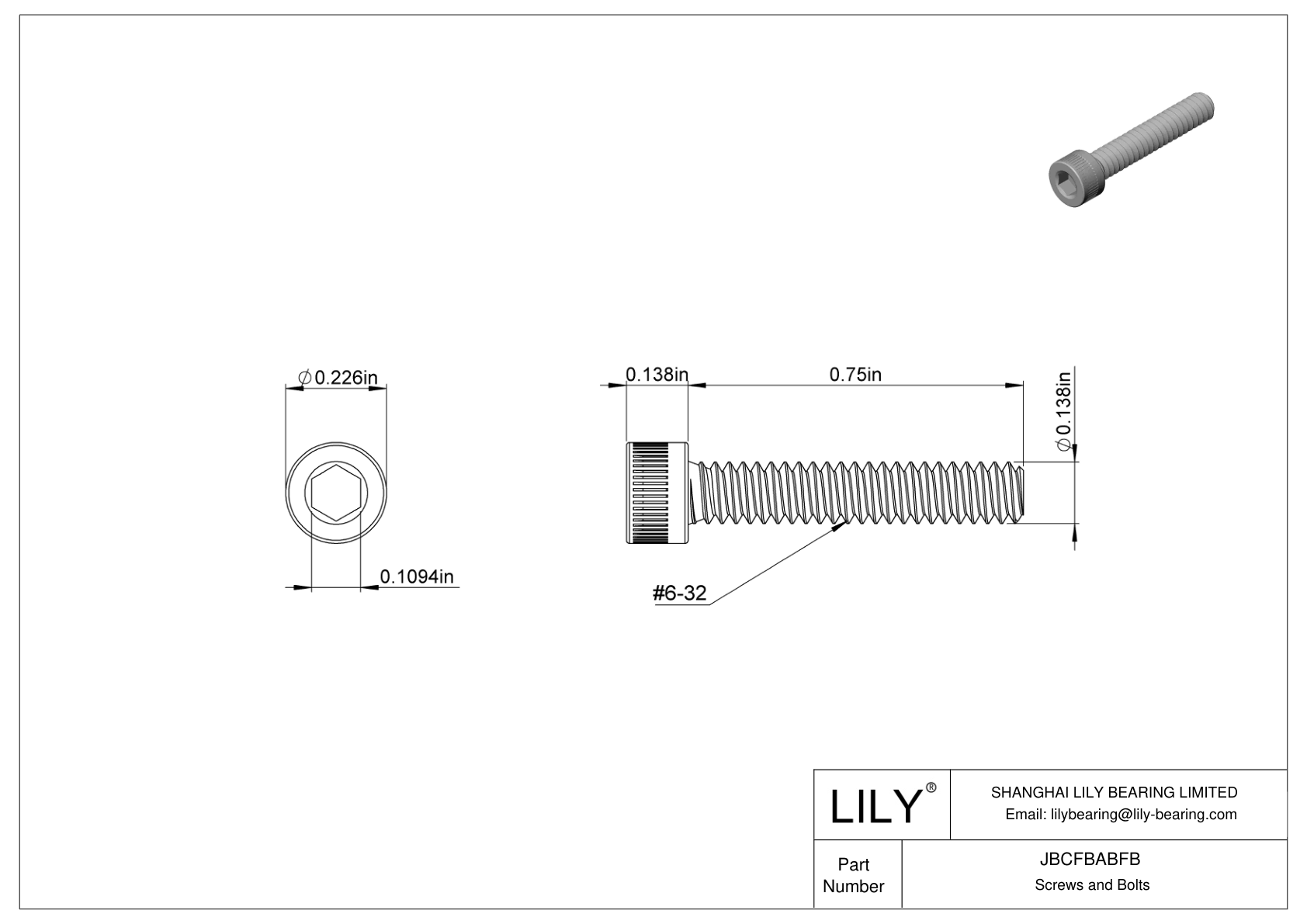 JBCFBABFB Alloy Steel Socket Head Screws cad drawing