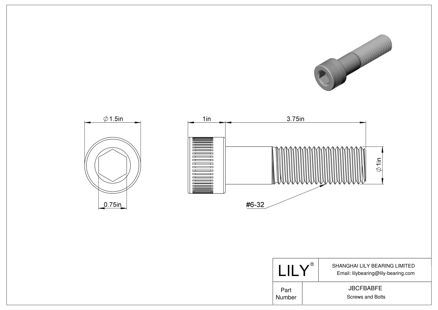 JBCFBABFE Alloy Steel Socket Head Screws cad drawing