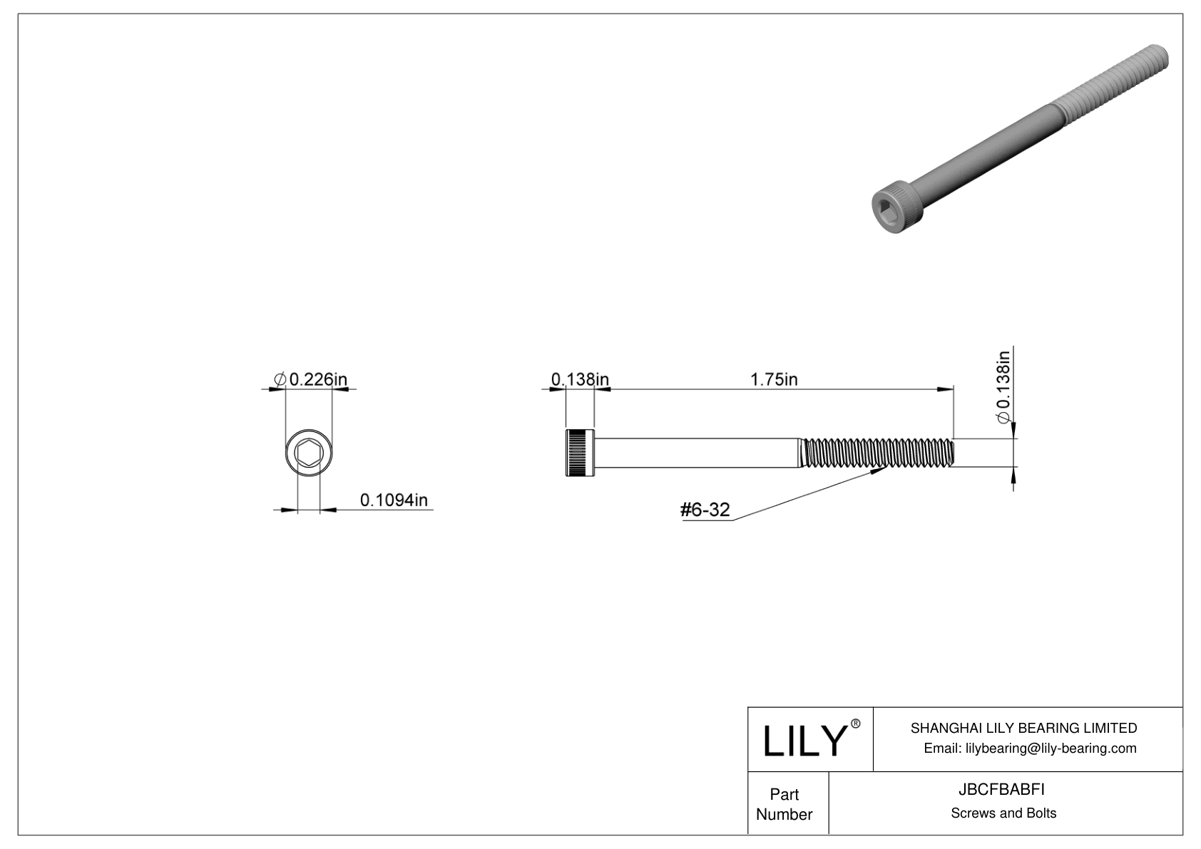 JBCFBABFI Tornillos de cabeza cilíndrica de acero aleado cad drawing