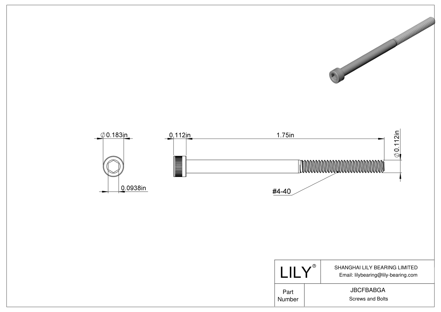 JBCFBABGA Tornillos de cabeza cilíndrica de acero aleado cad drawing