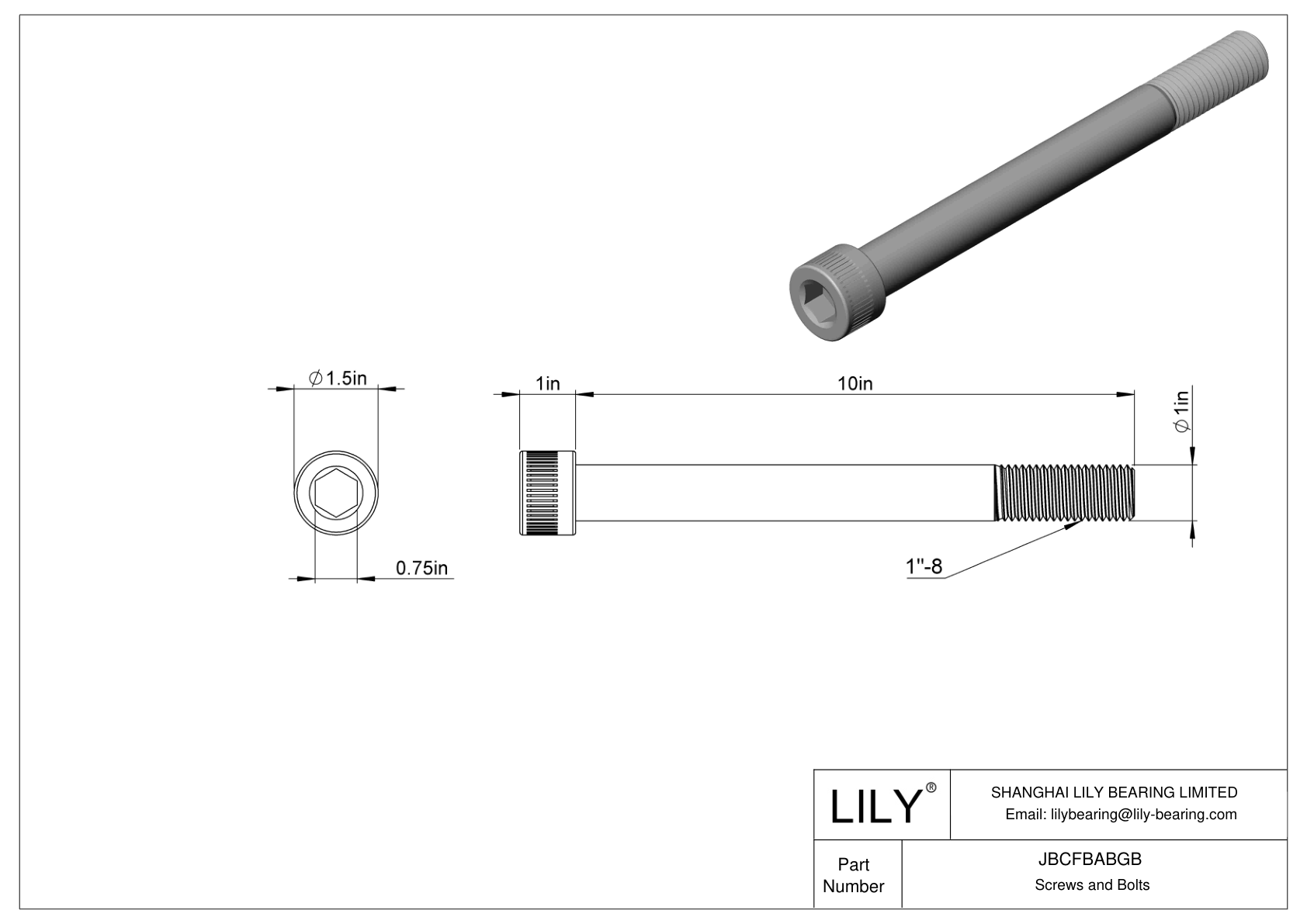 JBCFBABGB Tornillos de cabeza cilíndrica de acero aleado cad drawing