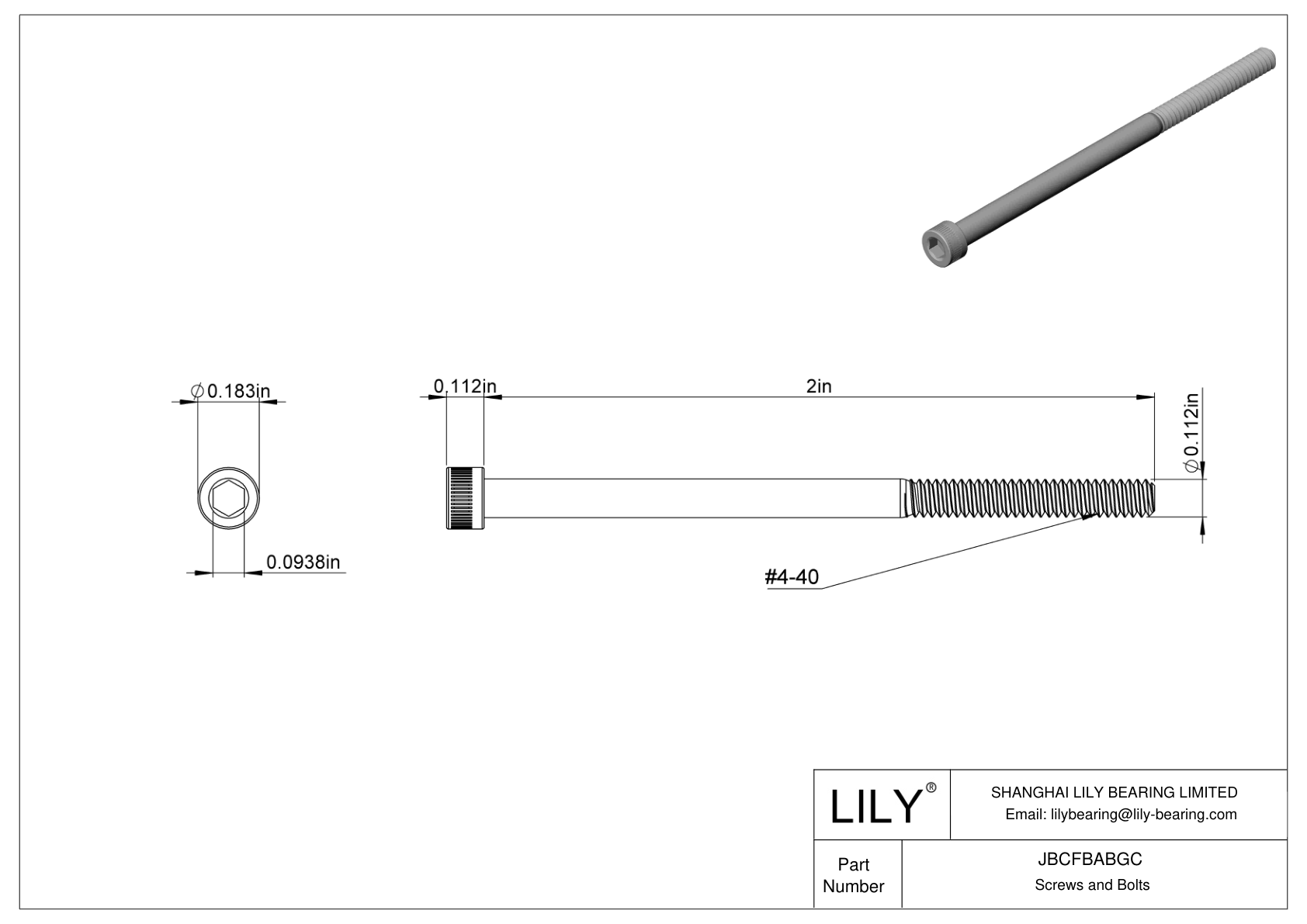 JBCFBABGC Tornillos de cabeza cilíndrica de acero aleado cad drawing