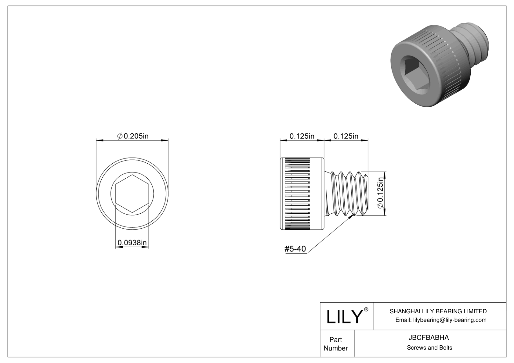 JBCFBABHA Alloy Steel Socket Head Screws cad drawing