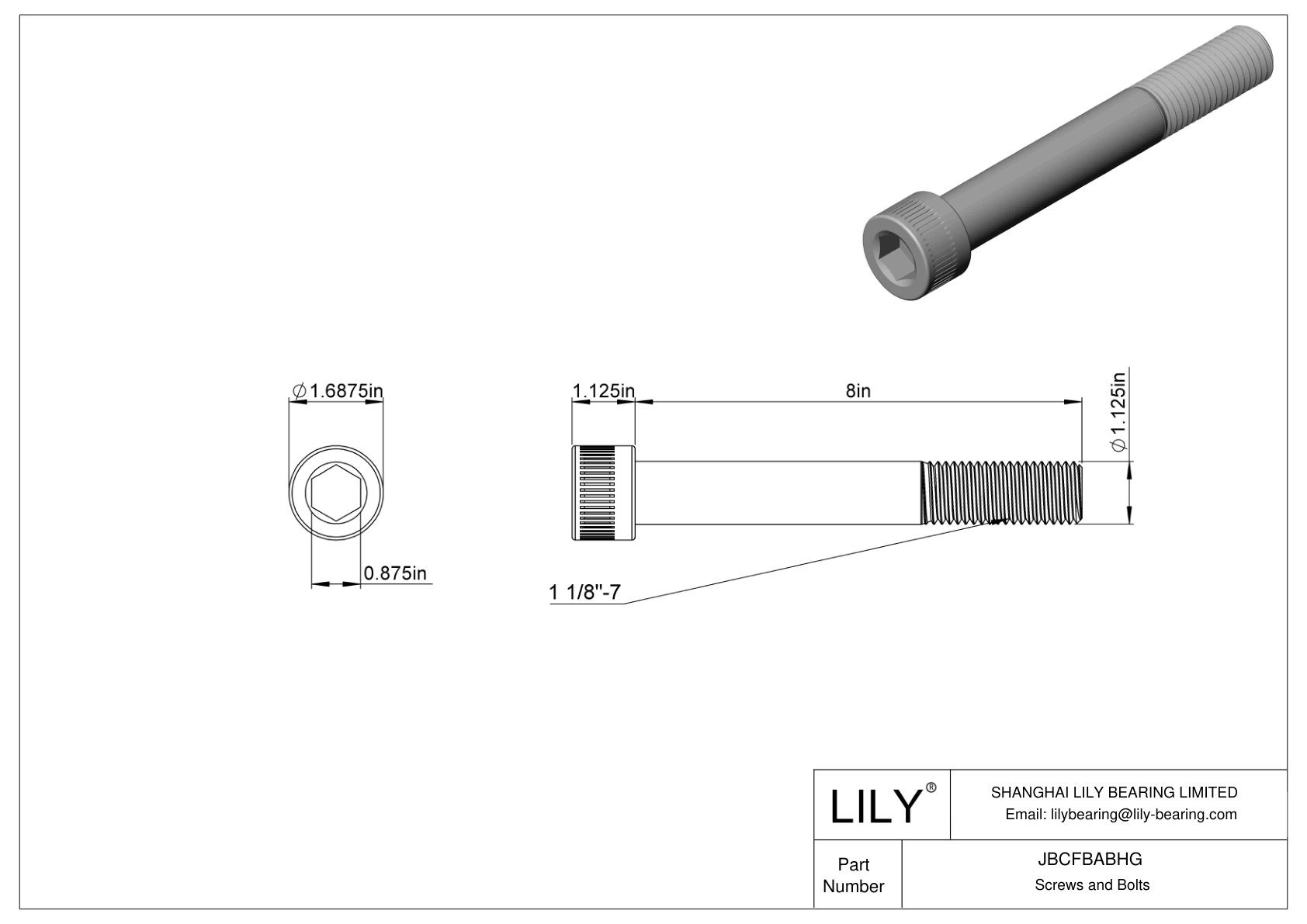 JBCFBABHG Alloy Steel Socket Head Screws cad drawing