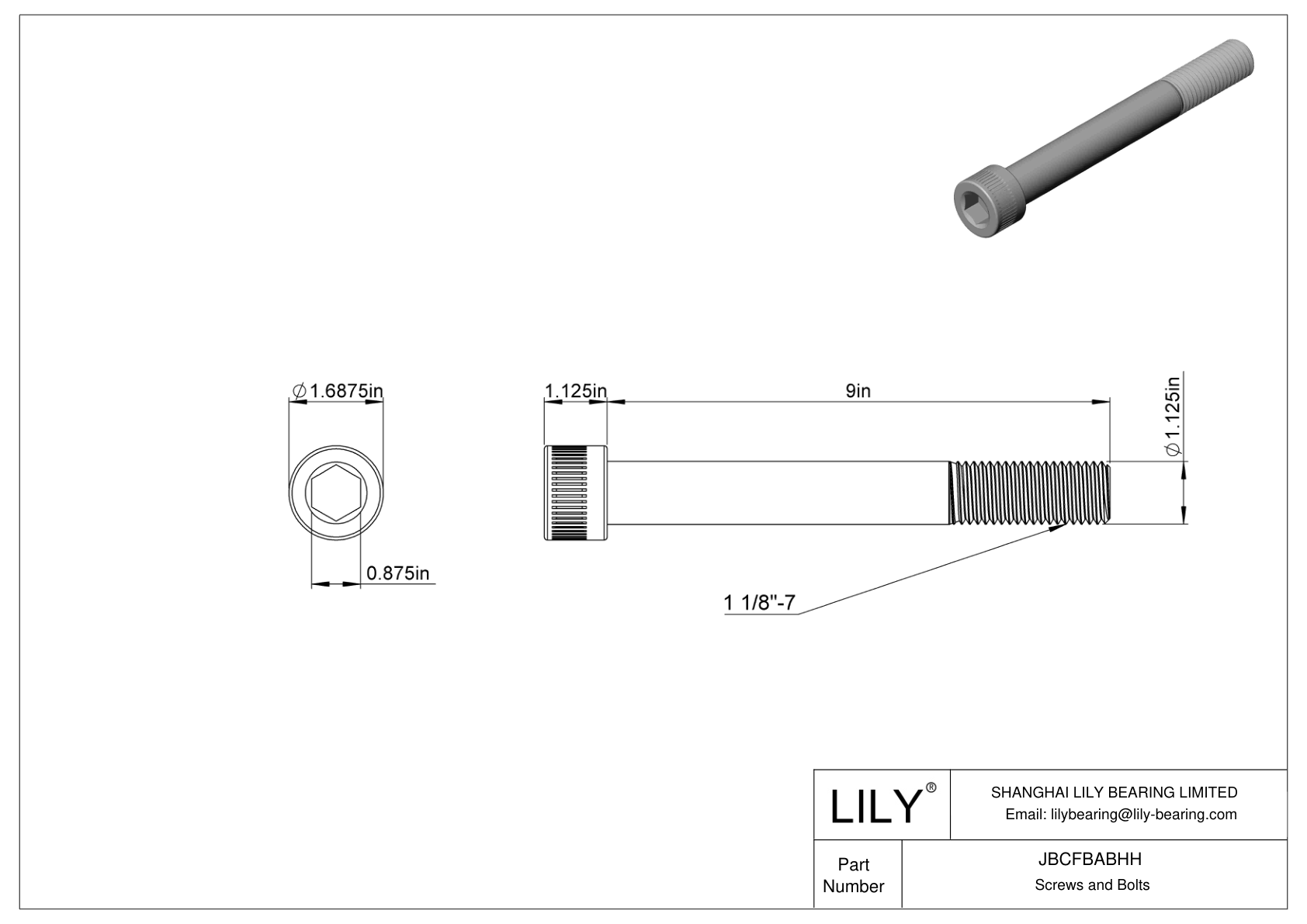 JBCFBABHH Alloy Steel Socket Head Screws cad drawing