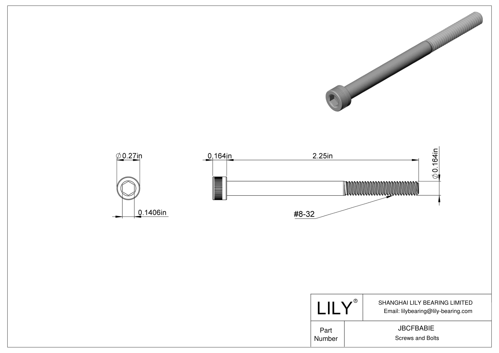 JBCFBABIE Alloy Steel Socket Head Screws cad drawing