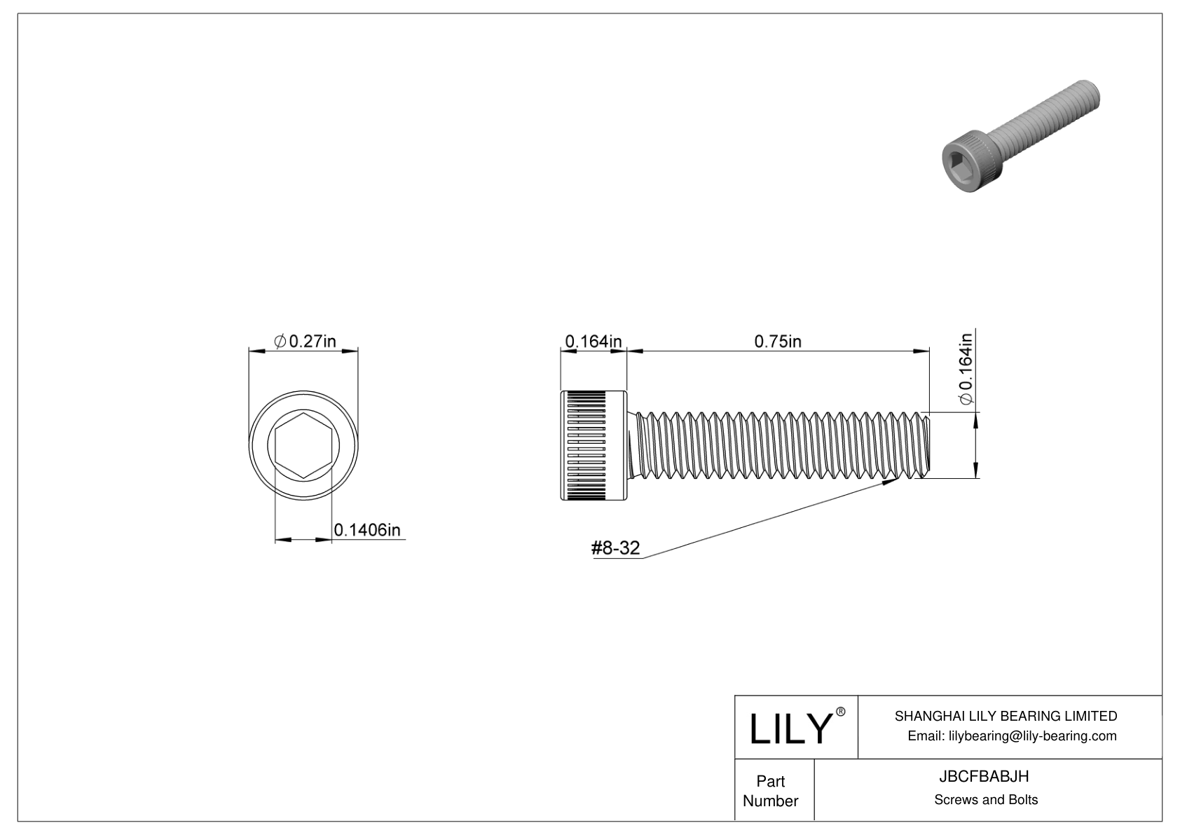 JBCFBABJH Tornillos de cabeza cilíndrica de acero aleado cad drawing