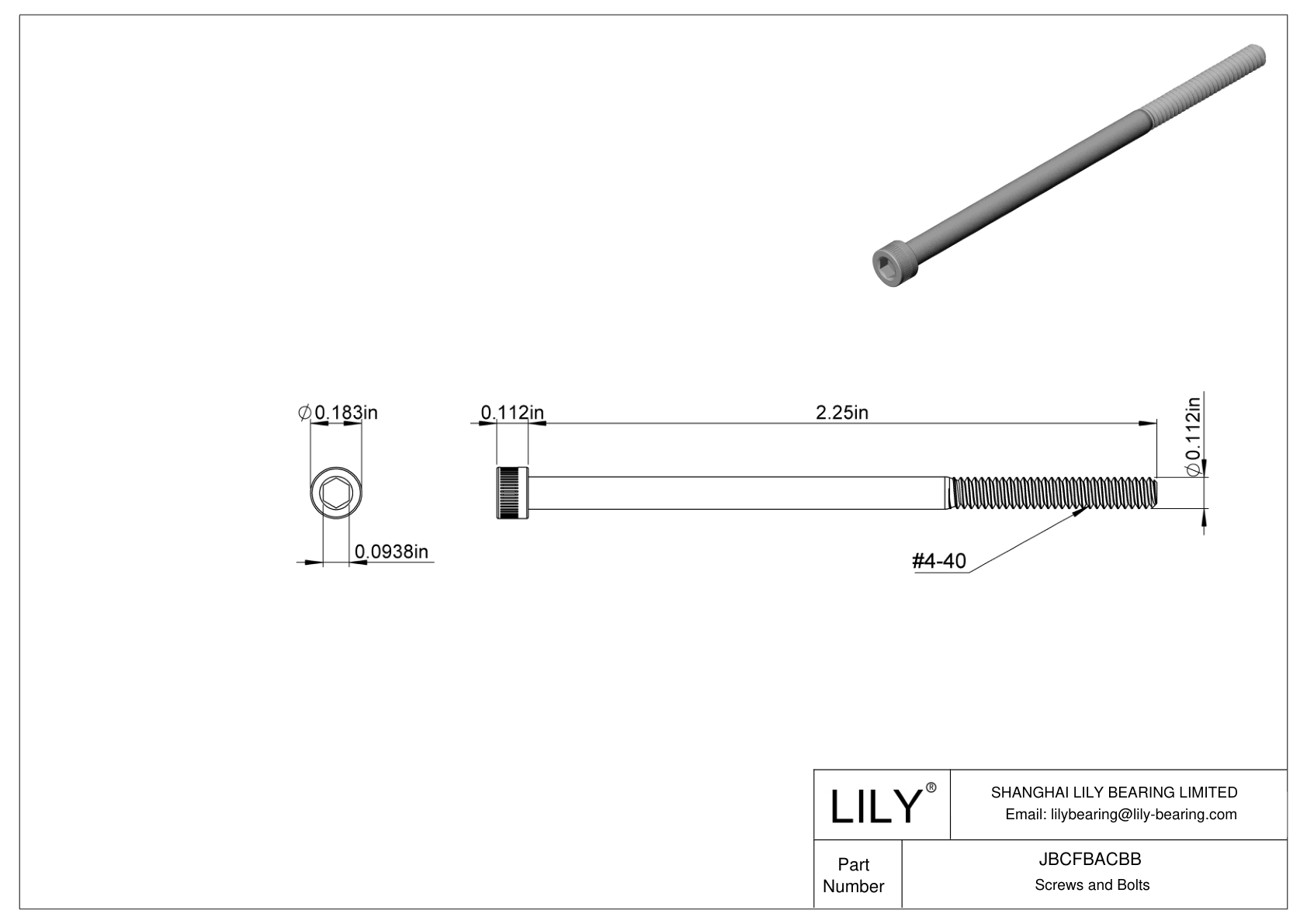 JBCFBACBB Tornillos de cabeza cilíndrica de acero aleado cad drawing