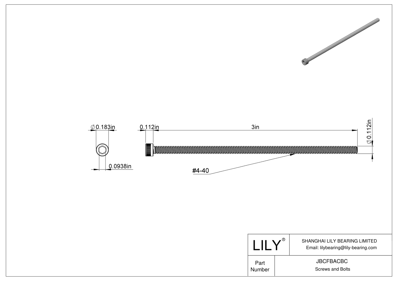 JBCFBACBC Tornillos de cabeza cilíndrica de acero aleado cad drawing