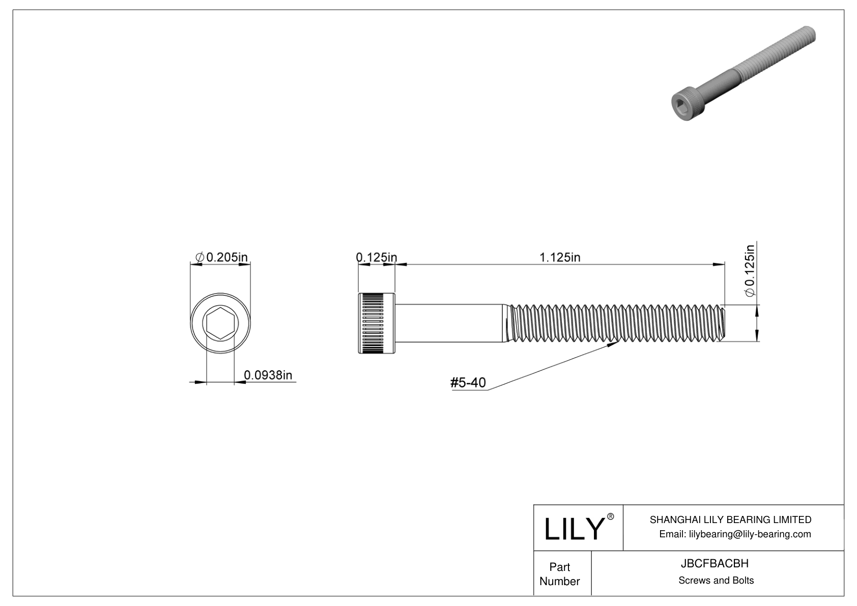 JBCFBACBH Tornillos de cabeza cilíndrica de acero aleado cad drawing