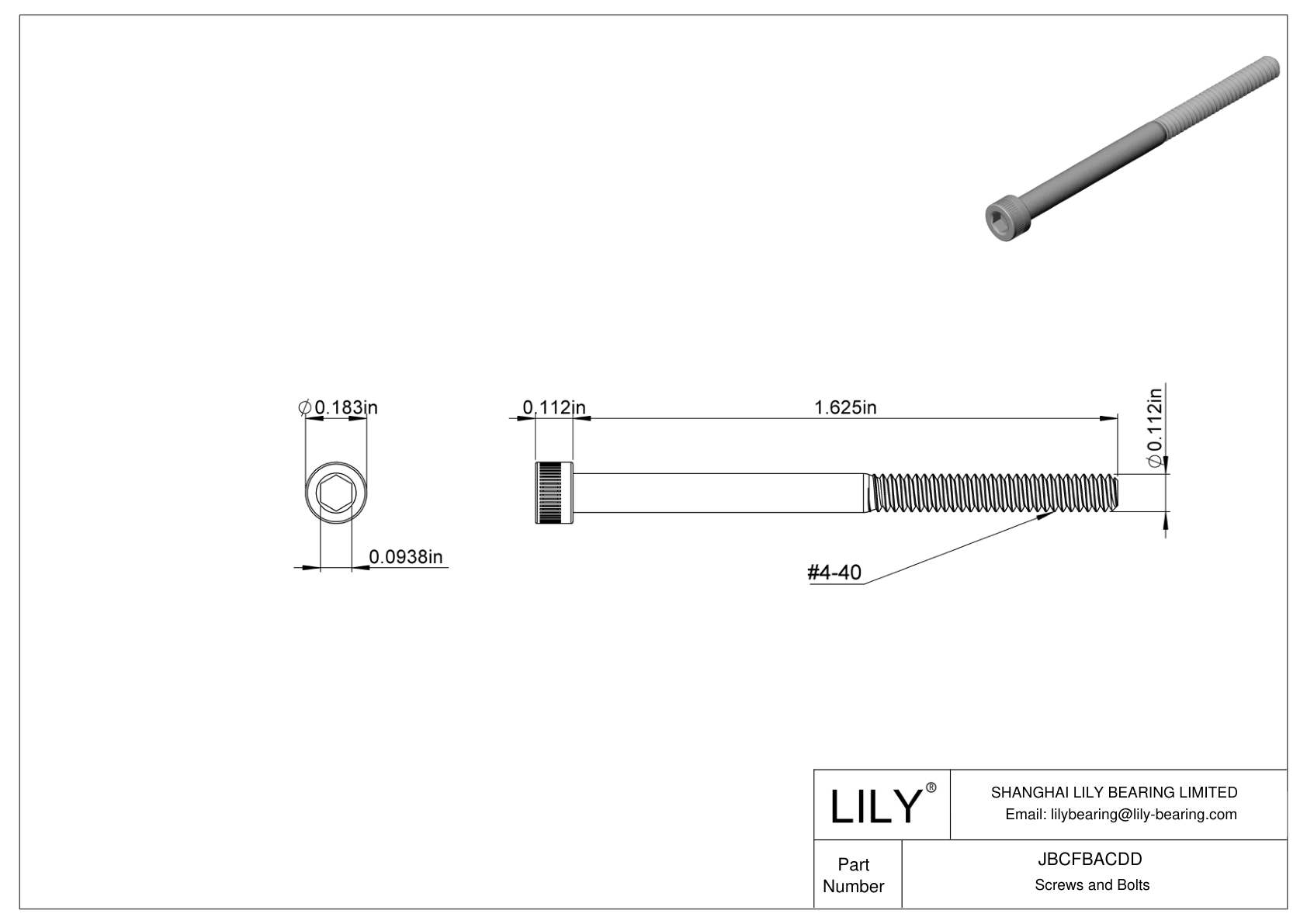 JBCFBACDD Tornillos de cabeza cilíndrica de acero aleado cad drawing