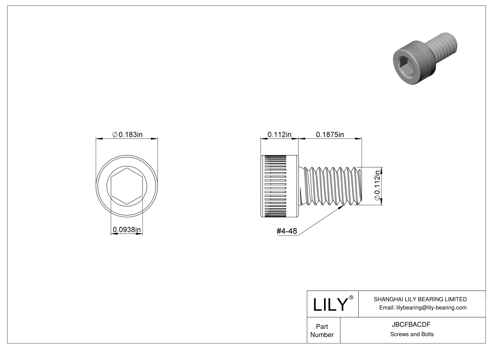 JBCFBACDF Alloy Steel Socket Head Screws cad drawing