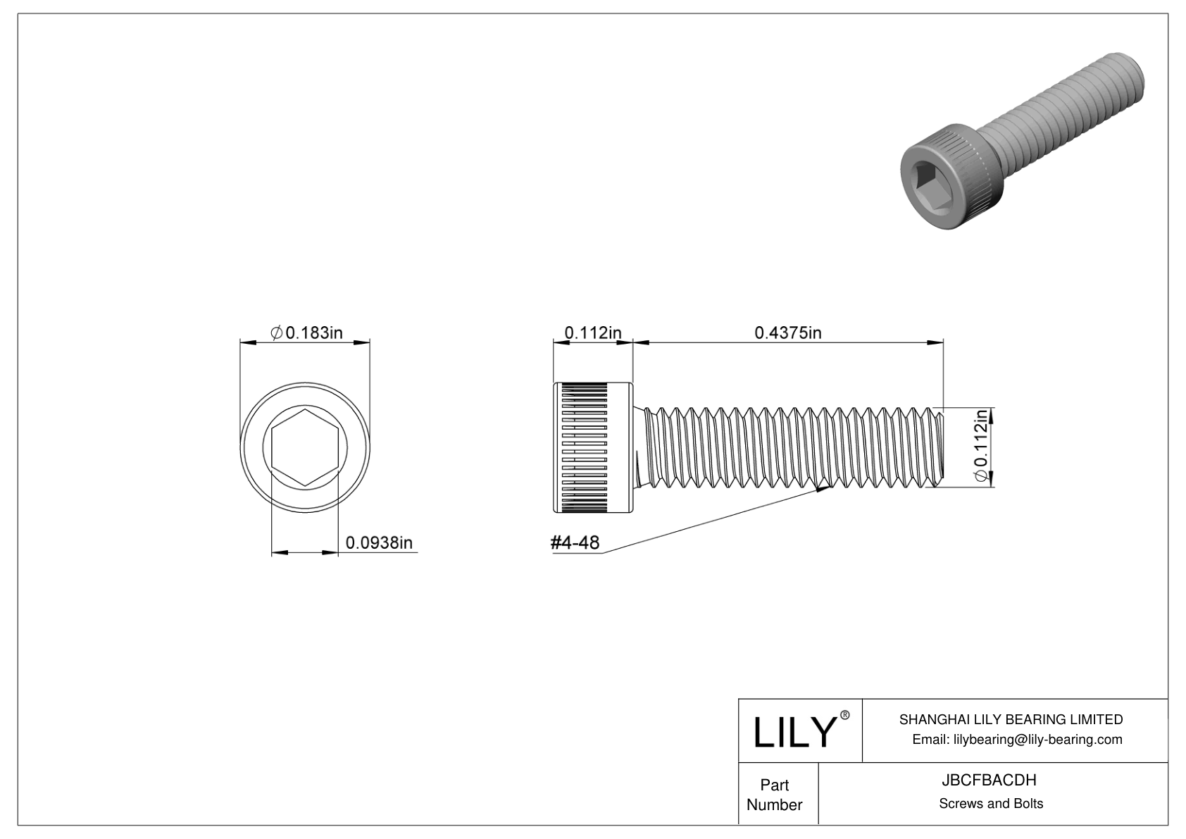 JBCFBACDH Tornillos de cabeza cilíndrica de acero aleado cad drawing