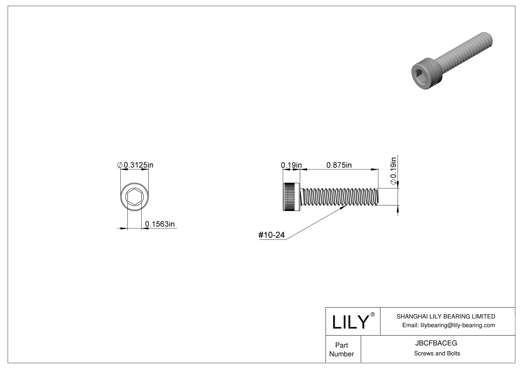 JBCFBACEG 合金钢内六角螺钉 cad drawing