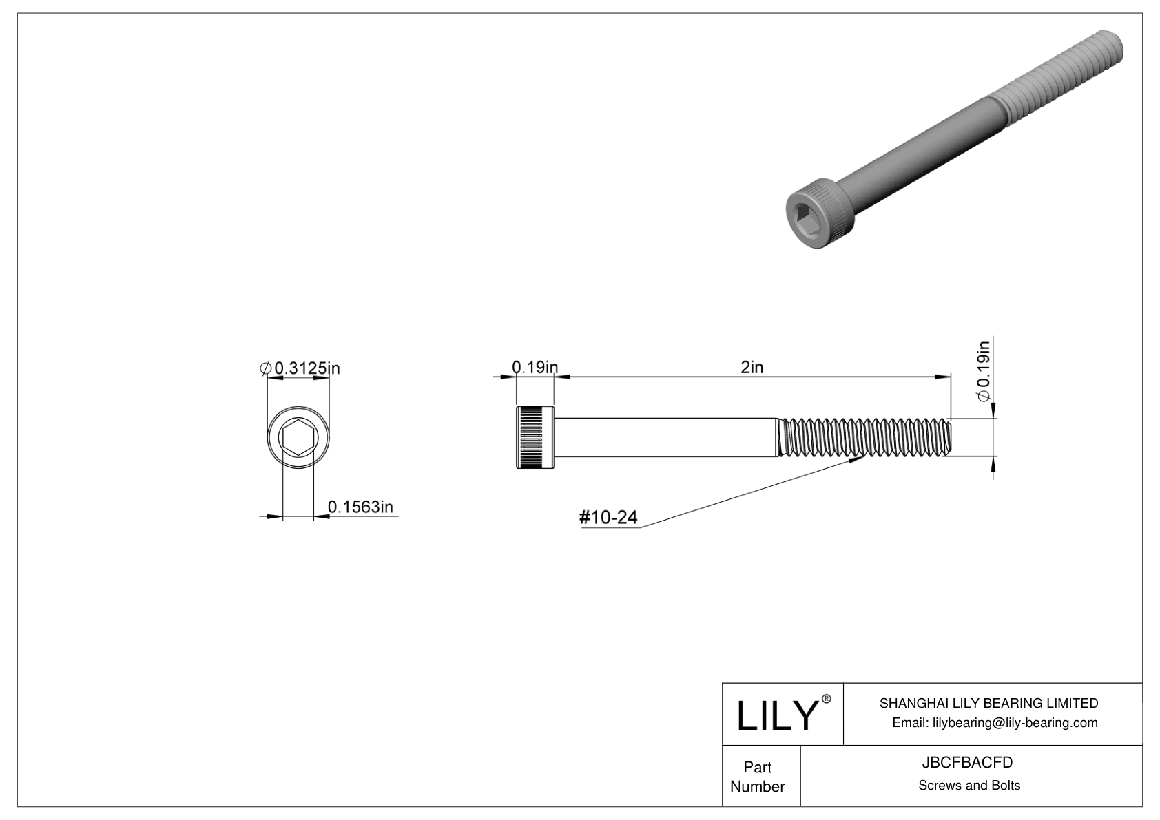 JBCFBACFD Alloy Steel Socket Head Screws cad drawing