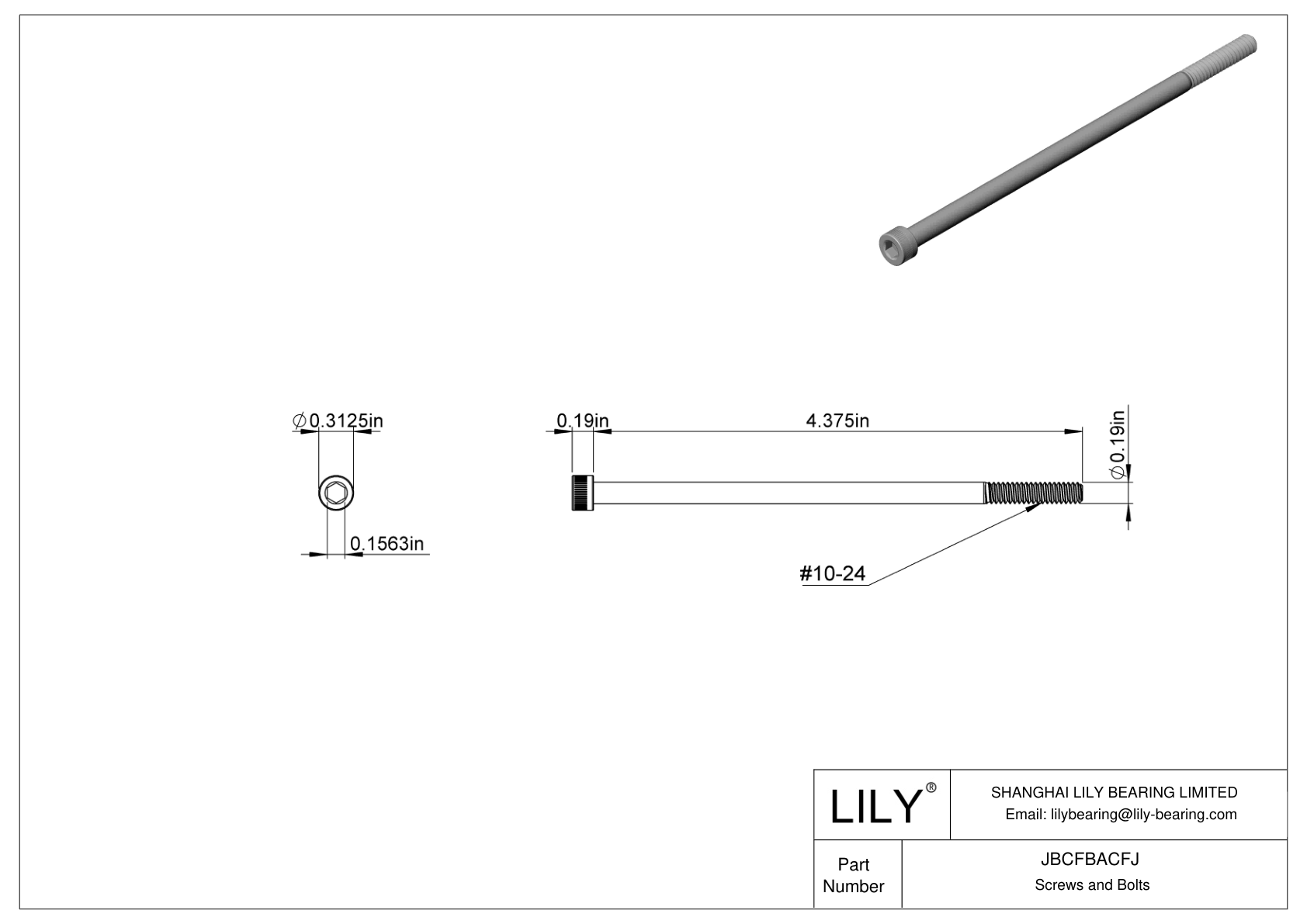 JBCFBACFJ Tornillos de cabeza cilíndrica de acero aleado cad drawing