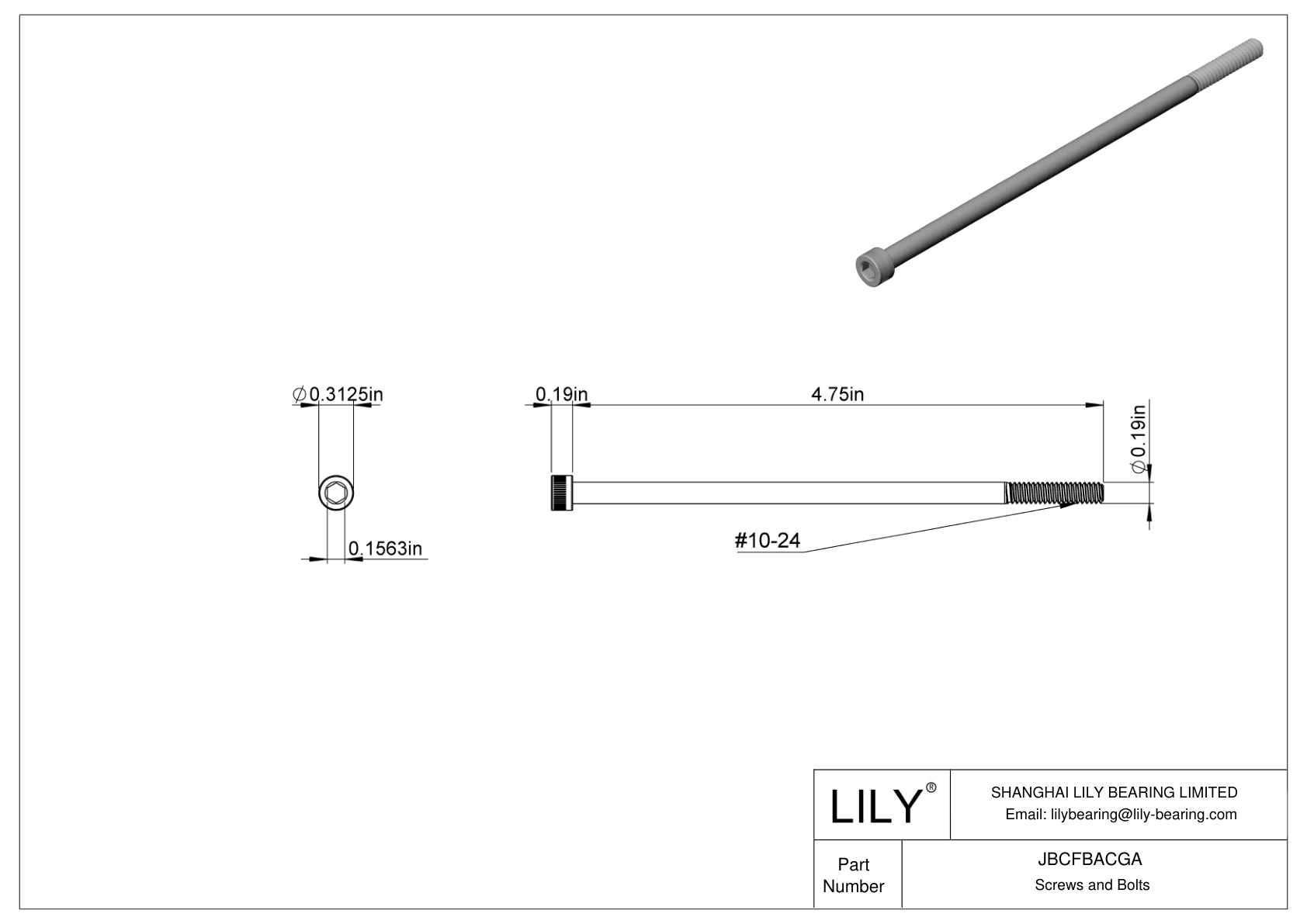 JBCFBACGA Tornillos de cabeza cilíndrica de acero aleado cad drawing