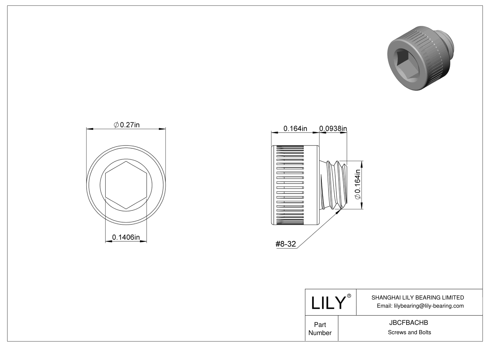 JBCFBACHB Alloy Steel Socket Head Screws cad drawing