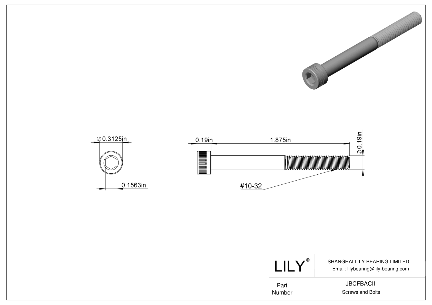 JBCFBACII Tornillos de cabeza cilíndrica de acero aleado cad drawing