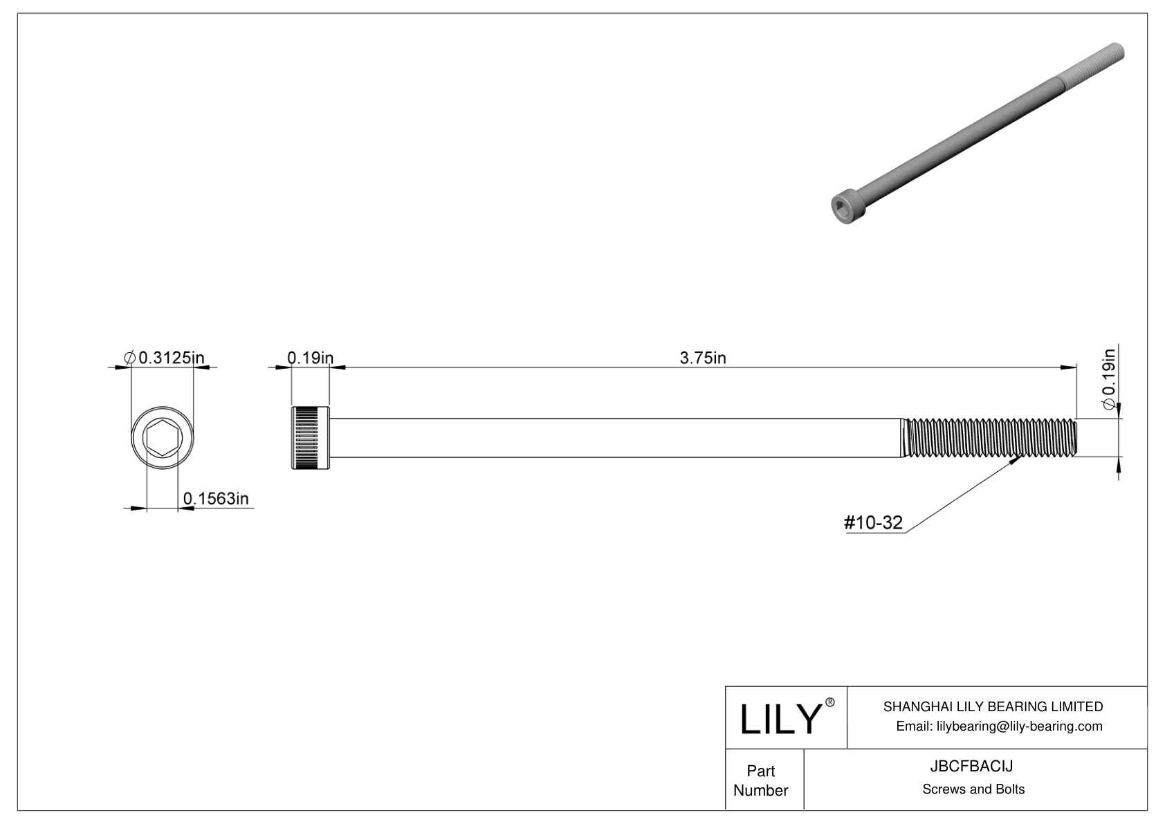 JBCFBACIJ Tornillos de cabeza cilíndrica de acero aleado cad drawing