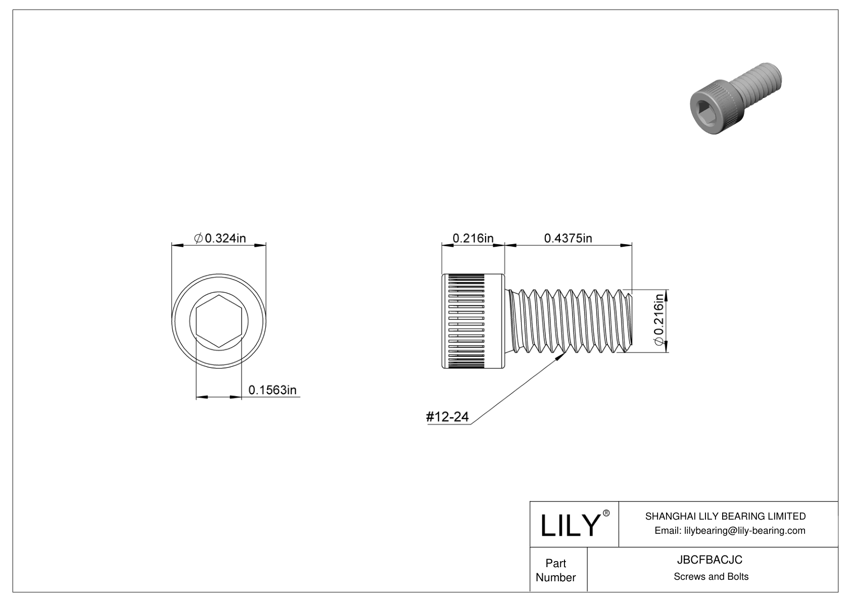 JBCFBACJC Tornillos de cabeza cilíndrica de acero aleado cad drawing