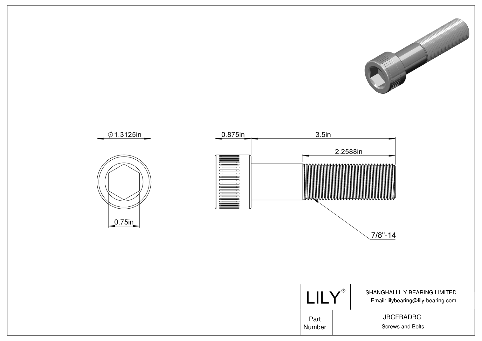 JBCFBADBC Alloy Steel Socket Head Screws cad drawing