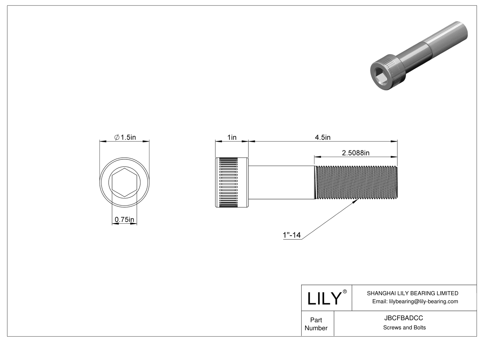 JBCFBADCC Alloy Steel Socket Head Screws cad drawing