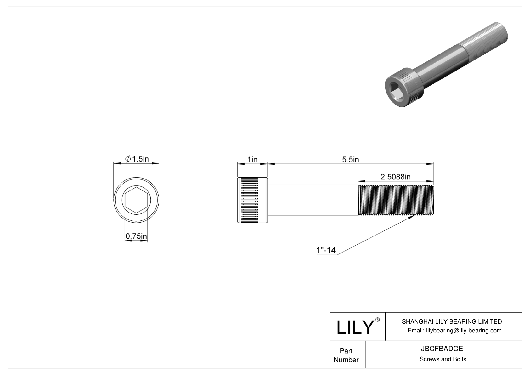 JBCFBADCE Alloy Steel Socket Head Screws cad drawing