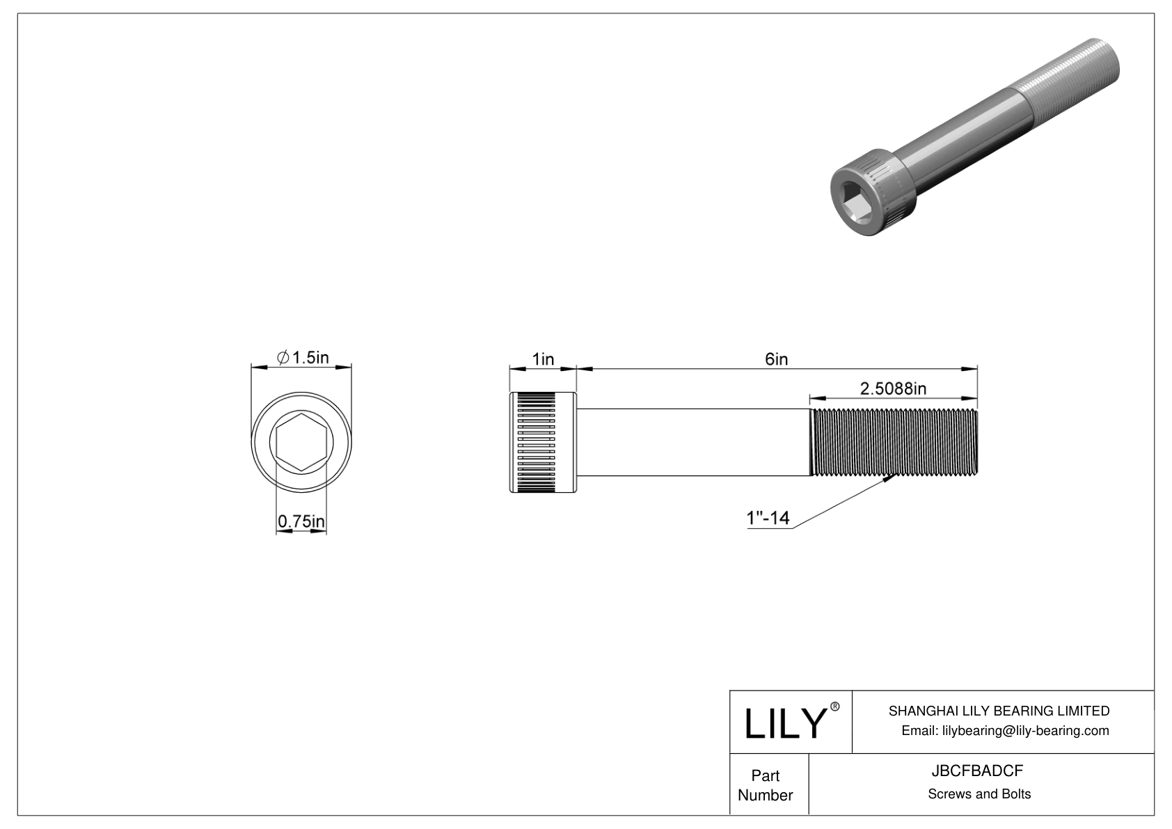 JBCFBADCF Alloy Steel Socket Head Screws cad drawing