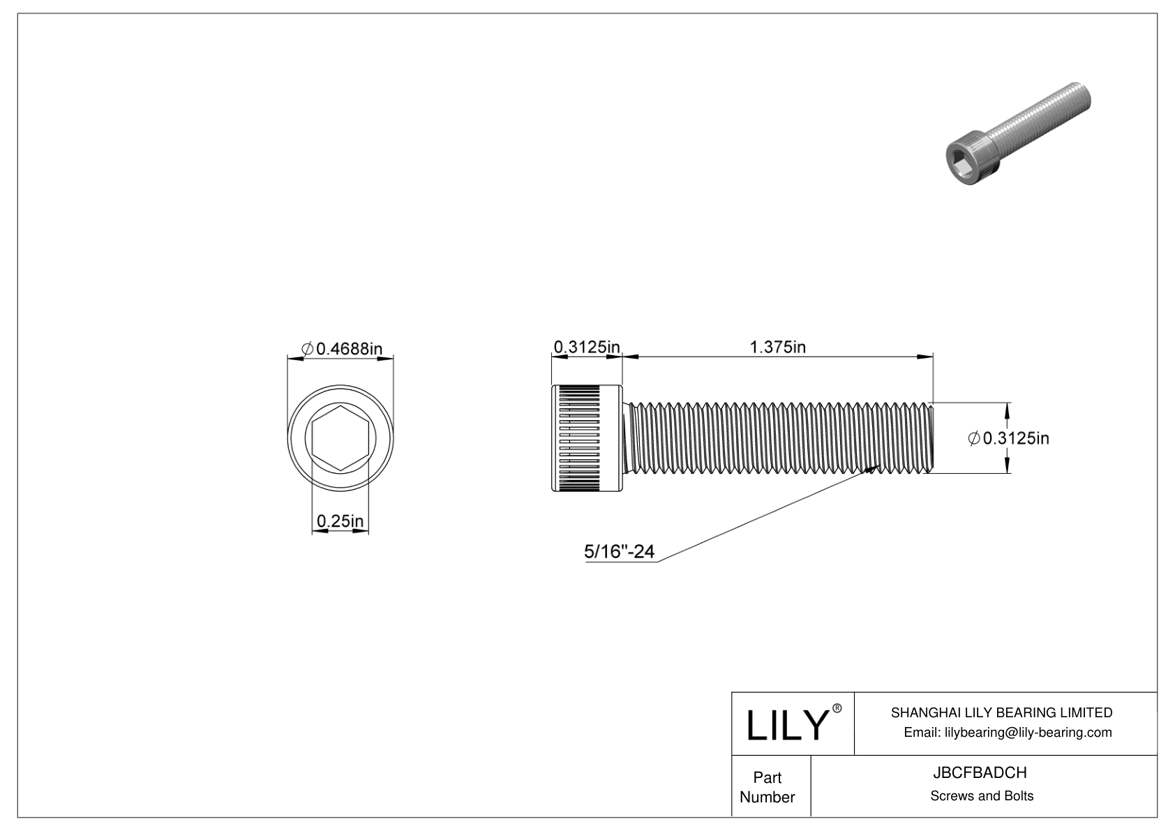 JBCFBADCH 合金钢内六角螺钉 cad drawing