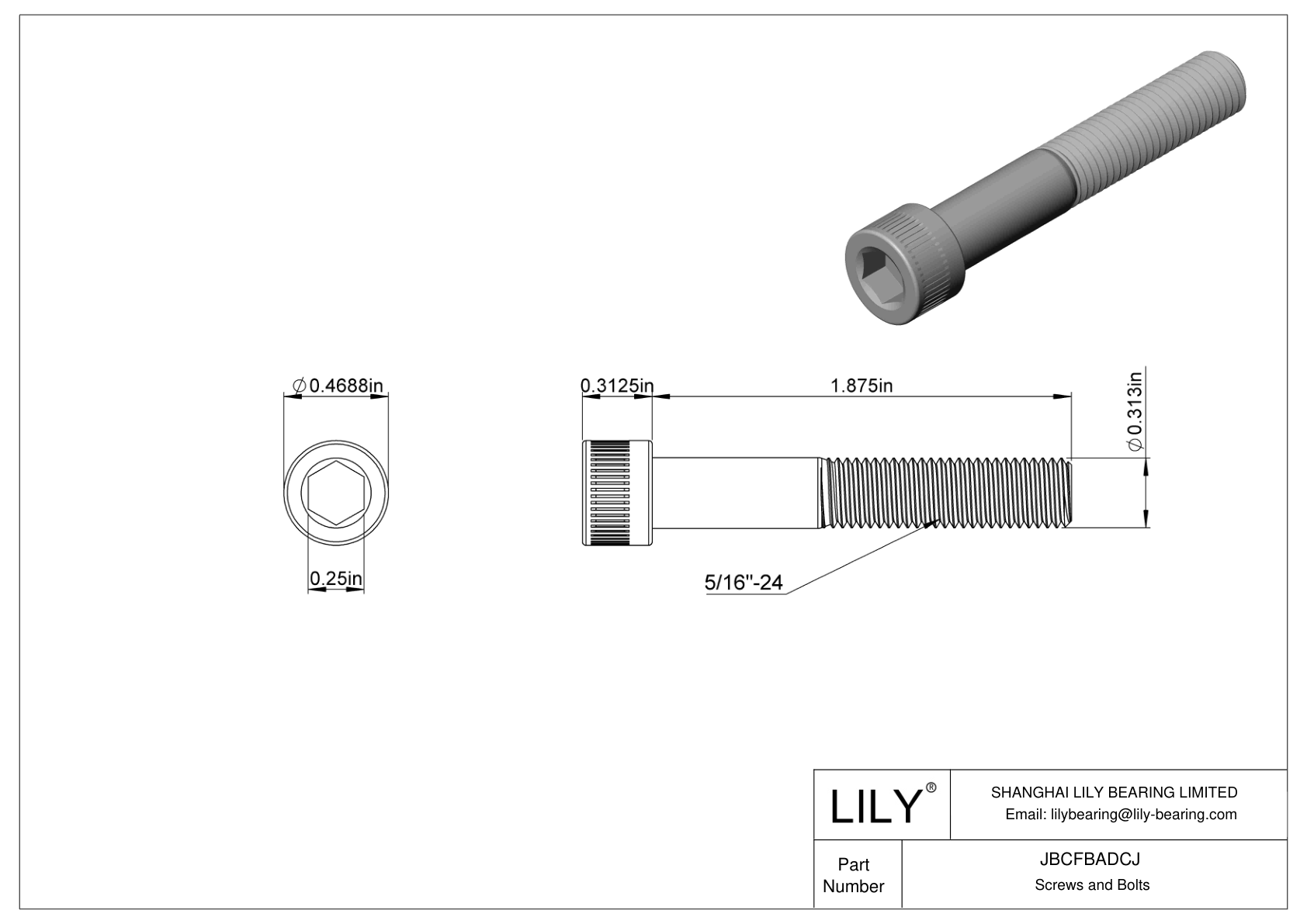 JBCFBADCJ Tornillos de cabeza cilíndrica de acero aleado cad drawing