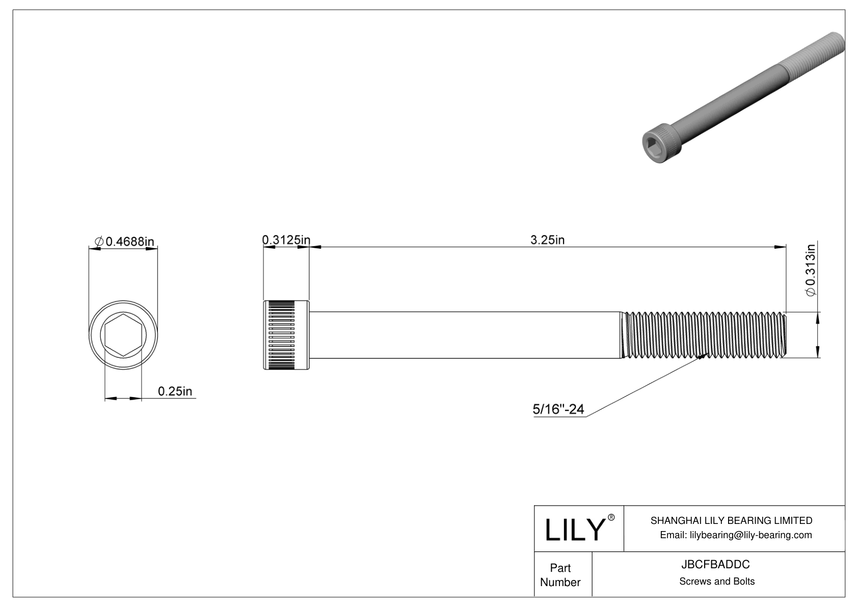 JBCFBADDC Tornillos de cabeza cilíndrica de acero aleado cad drawing