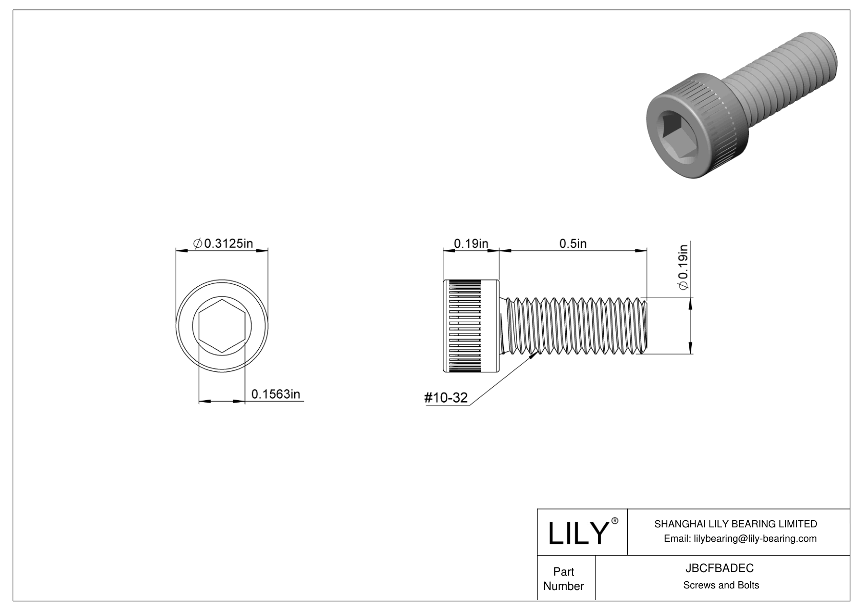 JBCFBADEC Tornillos de cabeza cilíndrica de acero aleado cad drawing