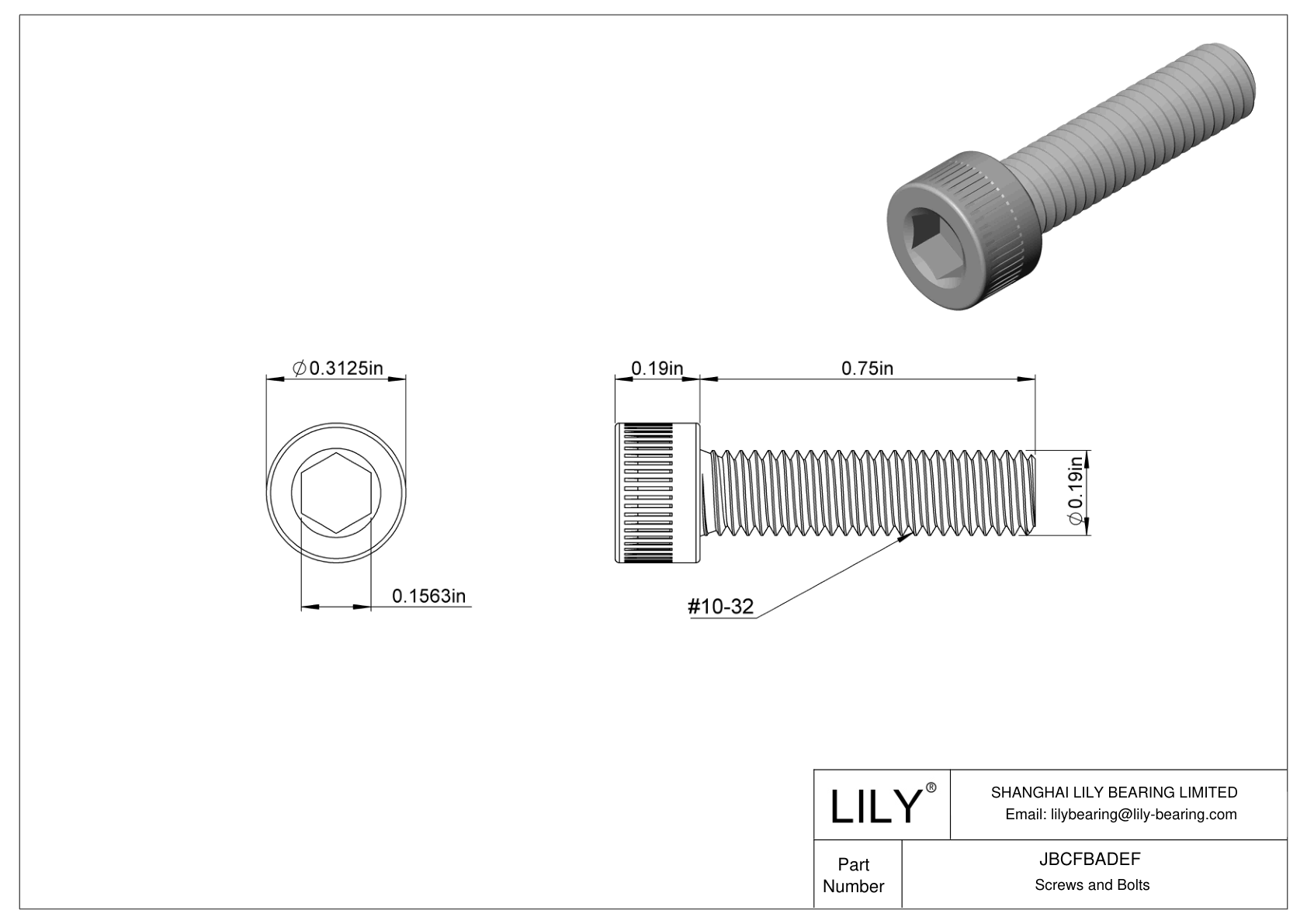 JBCFBADEF Alloy Steel Socket Head Screws cad drawing