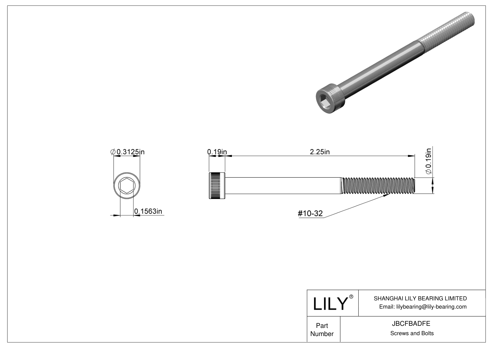 JBCFBADFE Tornillos de cabeza cilíndrica de acero aleado cad drawing