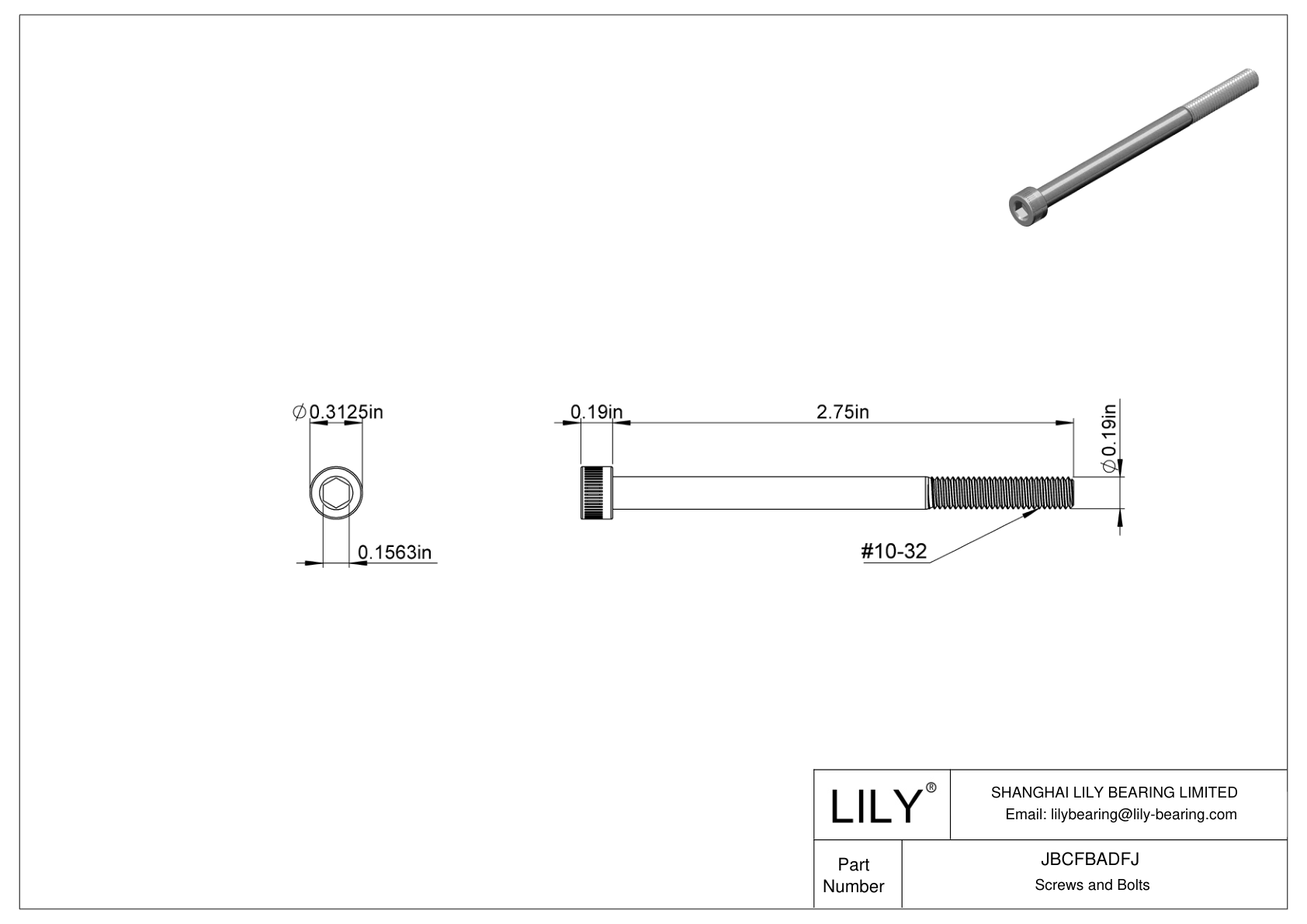 JBCFBADFJ Alloy Steel Socket Head Screws cad drawing